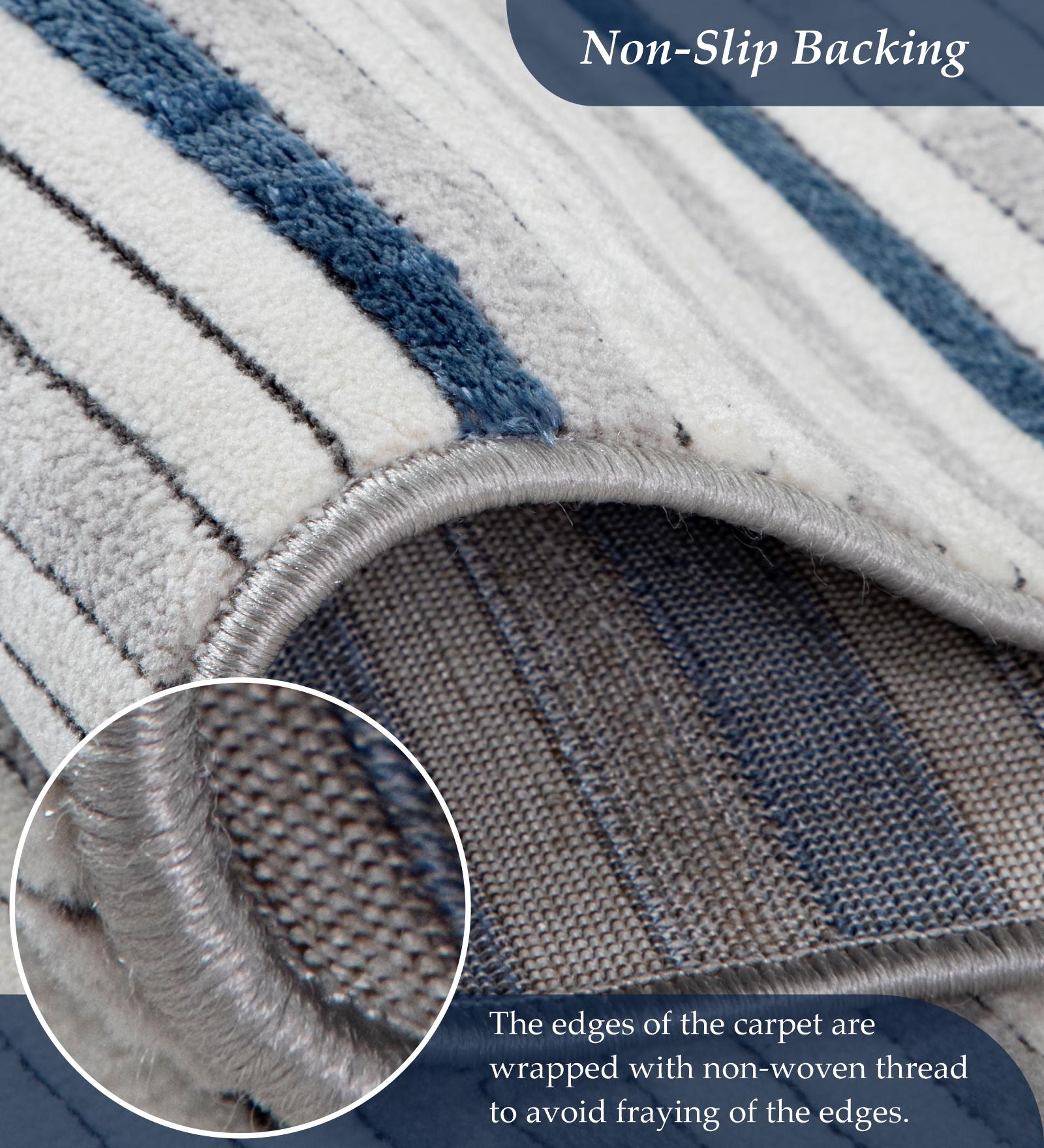 Gul Polyester Abstract Carpet Blue