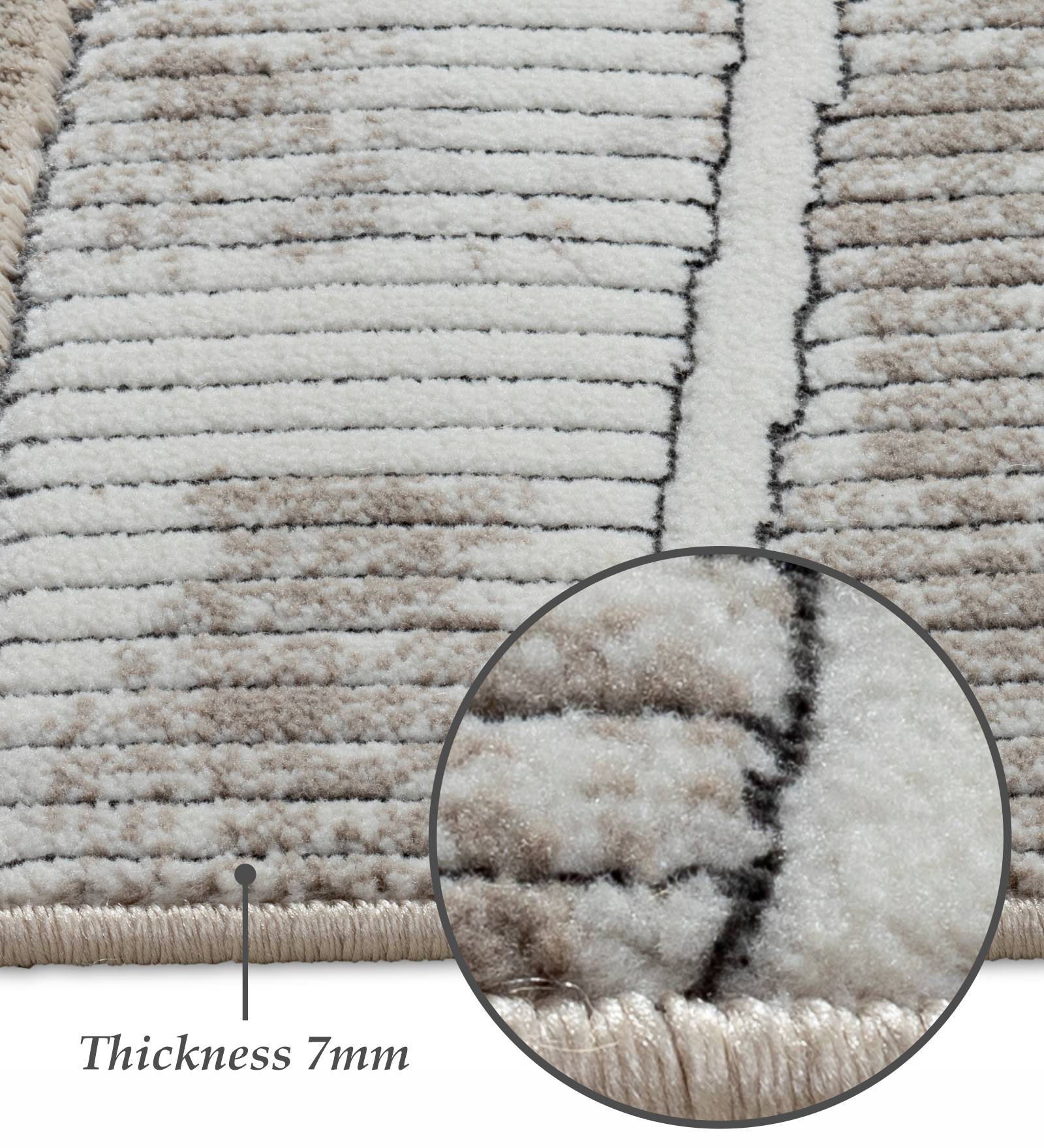 Gul Polyester Abstract Carpet Beige