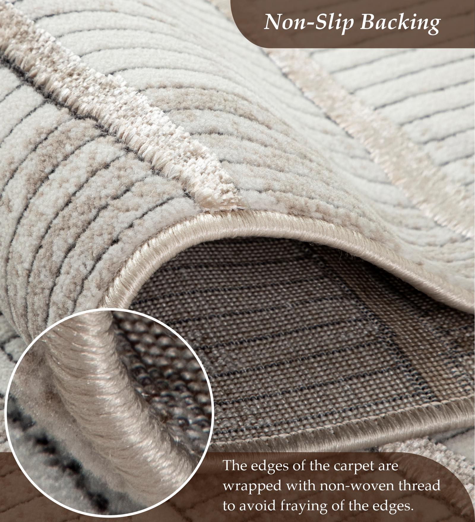 Gul Polyester Abstract Carpet Beige