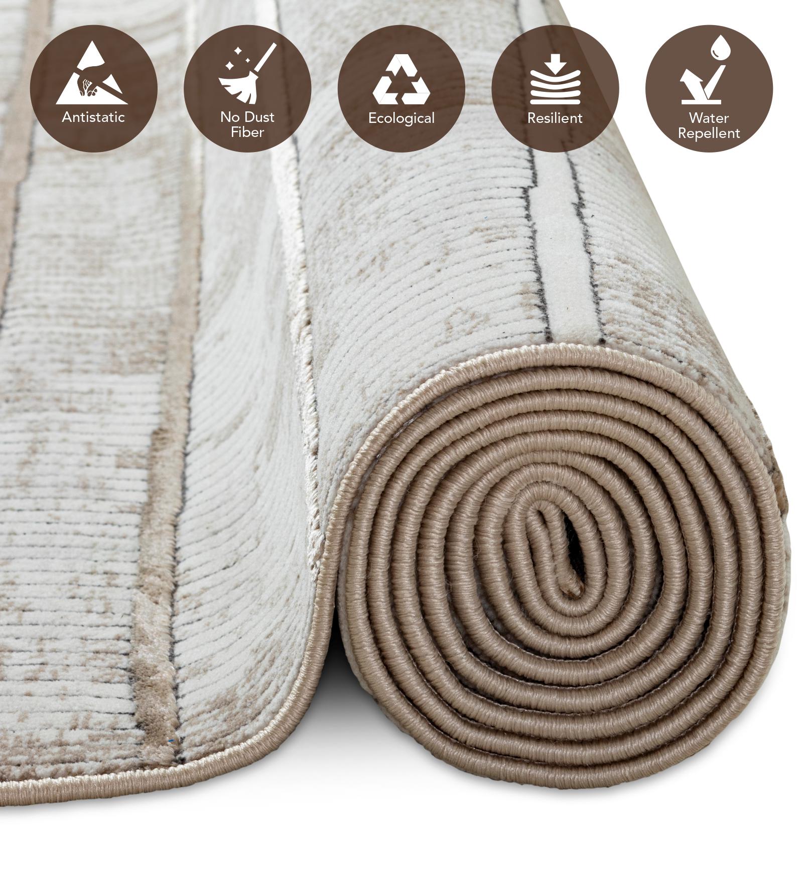 Gul Polyester Abstract Carpet Beige