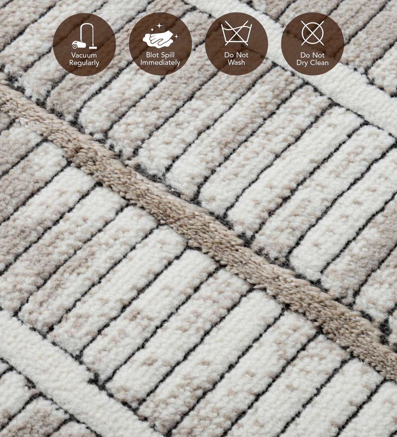 Gul Polyester Abstract Carpet Beige