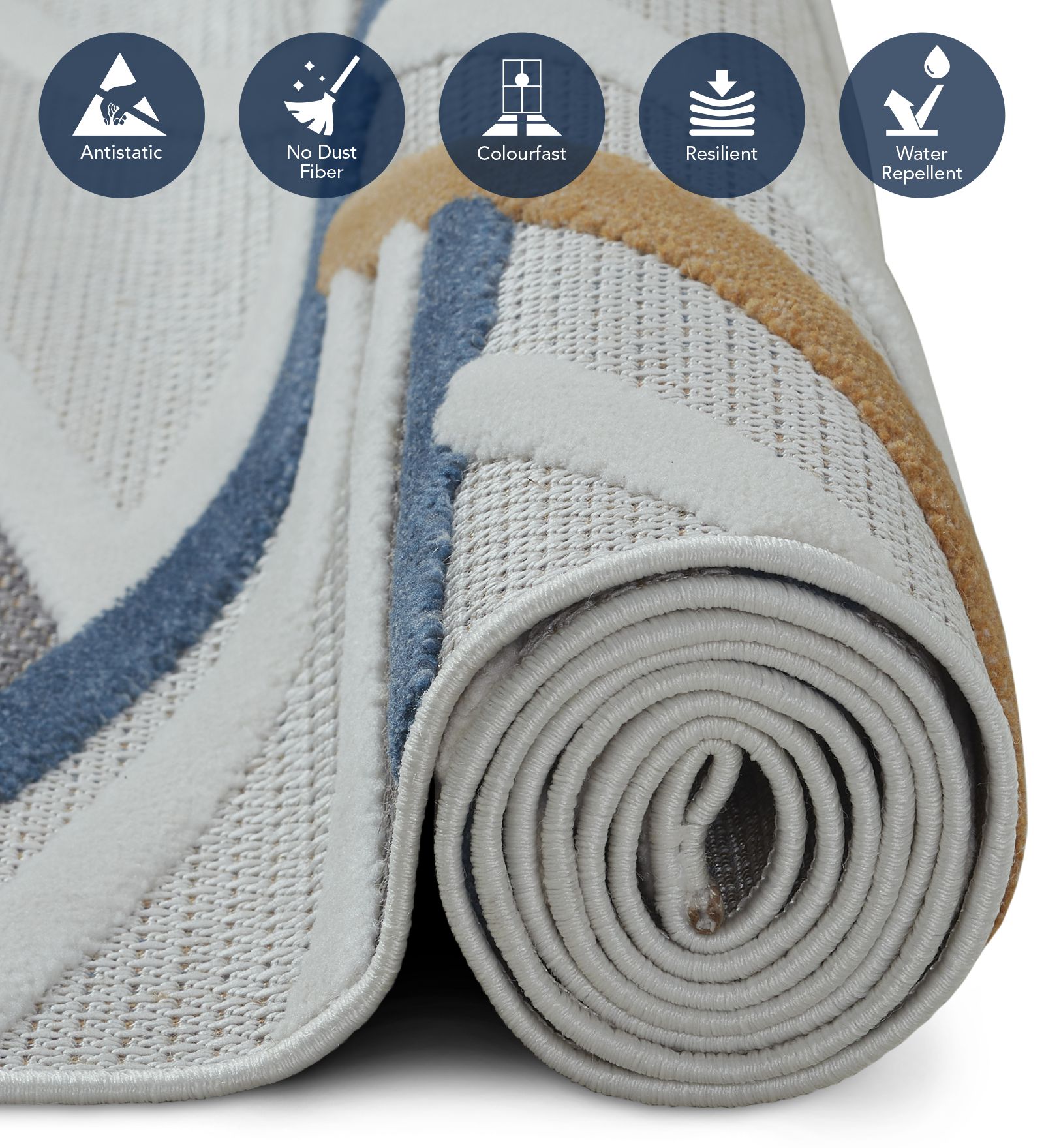 Benz Polyester Abstract Carpet Blue