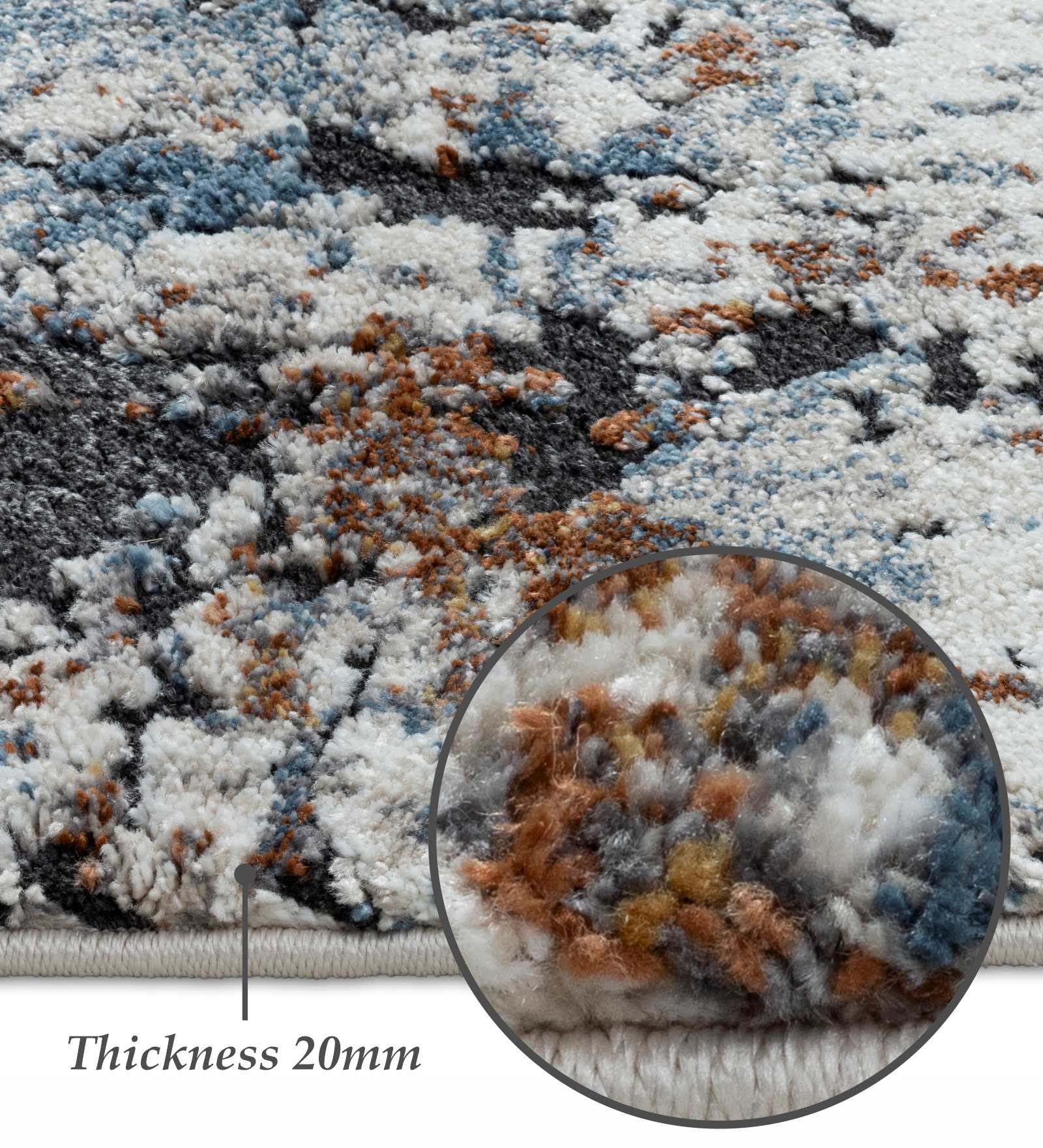 Cyrus Abstract Machine Made Carpet Blue