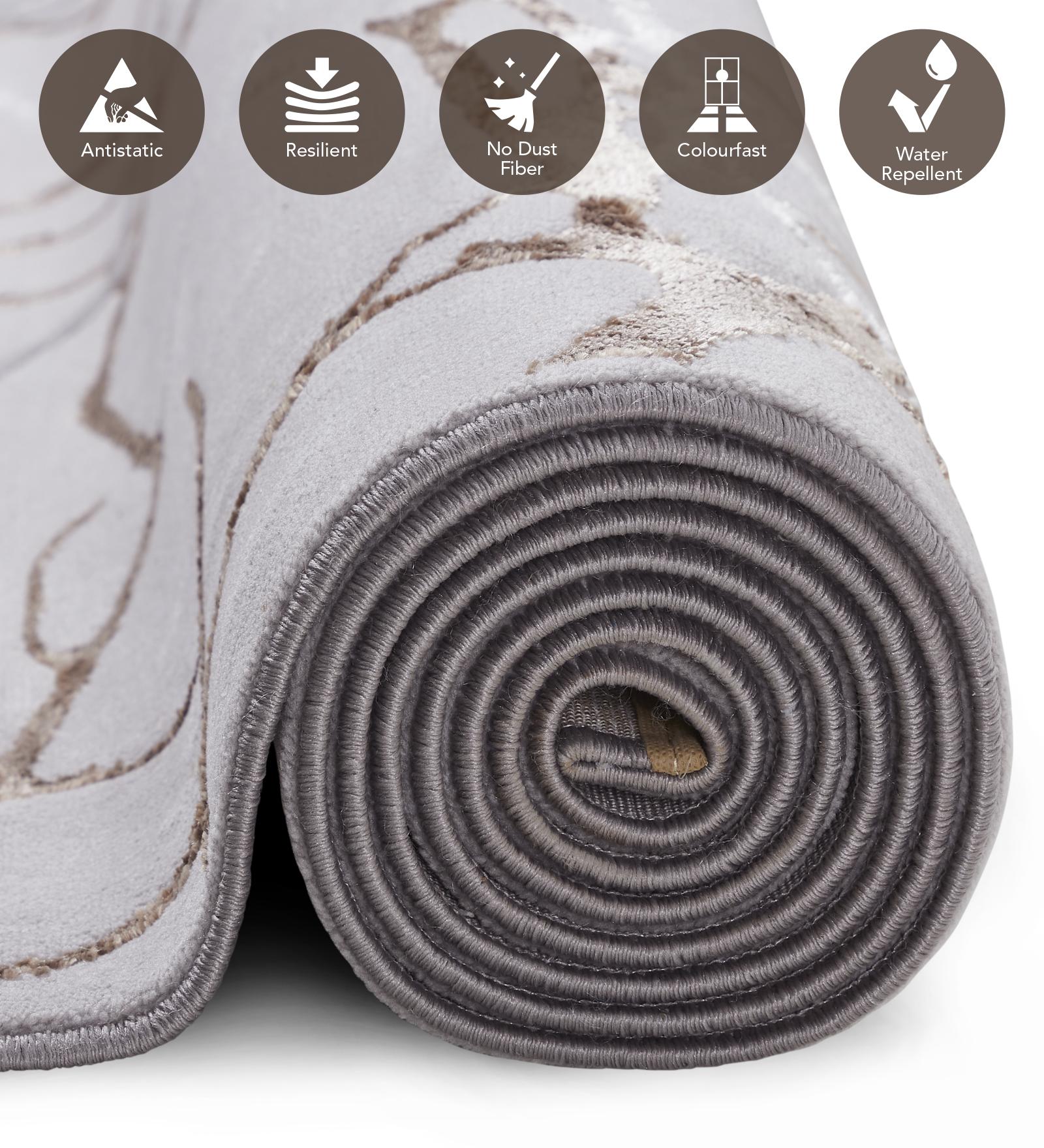 Tuscany Polyester Stripes Carpet Grey