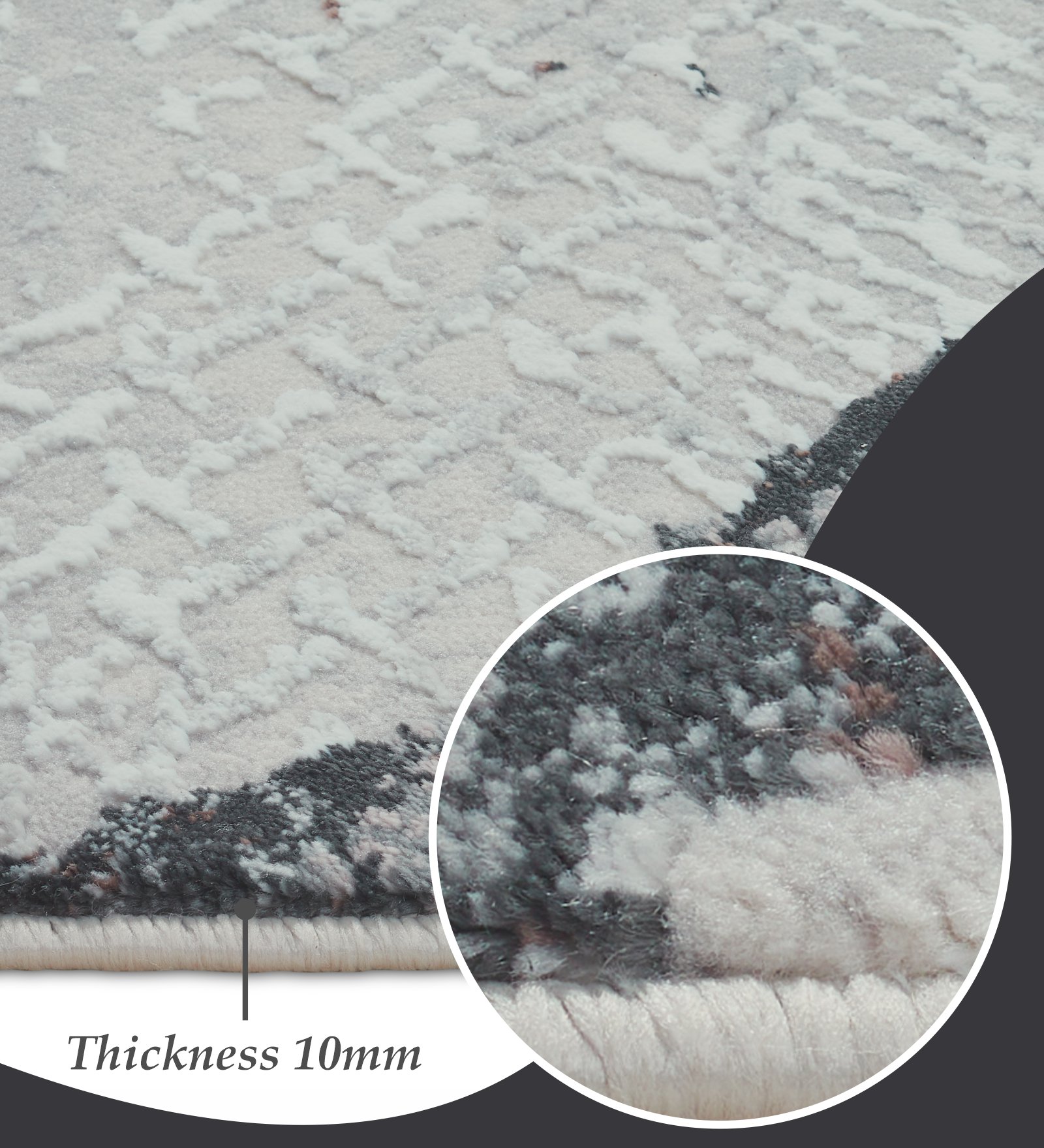 Penny Polyester Abstract Carpet Grey