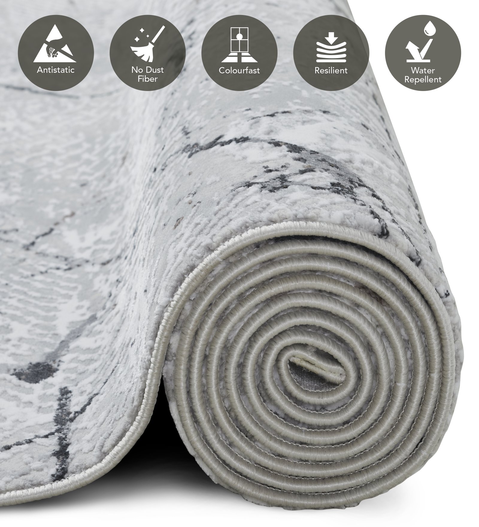 Penny Polyester Abstract Carpet Grey