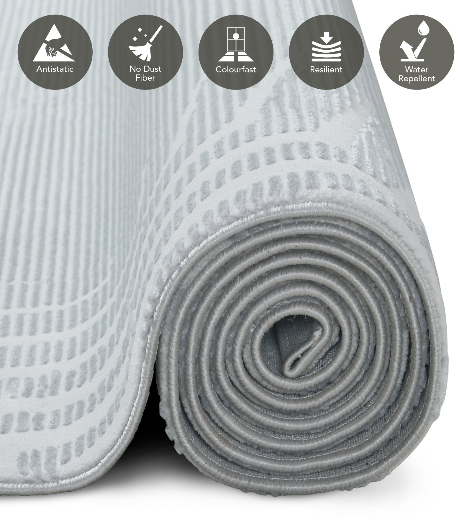 Penny Polyester Abstract Carpet Grey