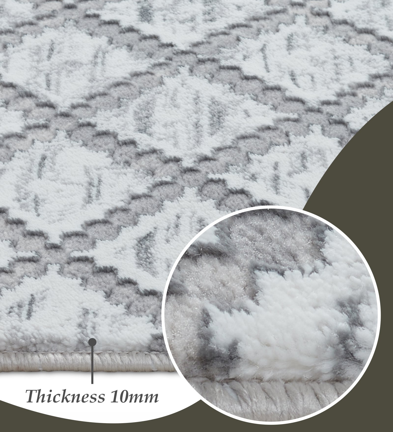 Penny Polyester Abstract Carpet Grey