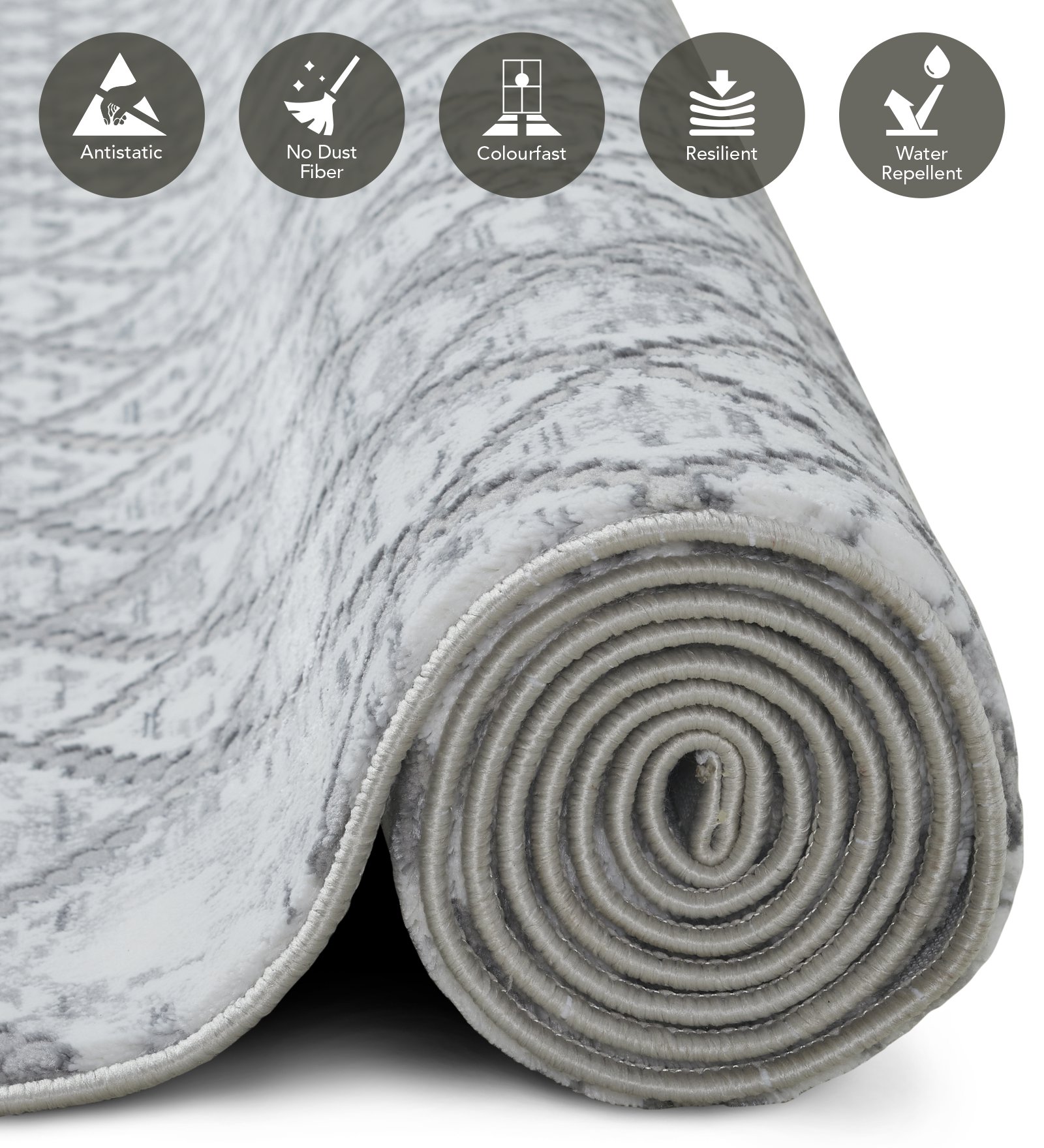 Penny Polyester Abstract Carpet Grey