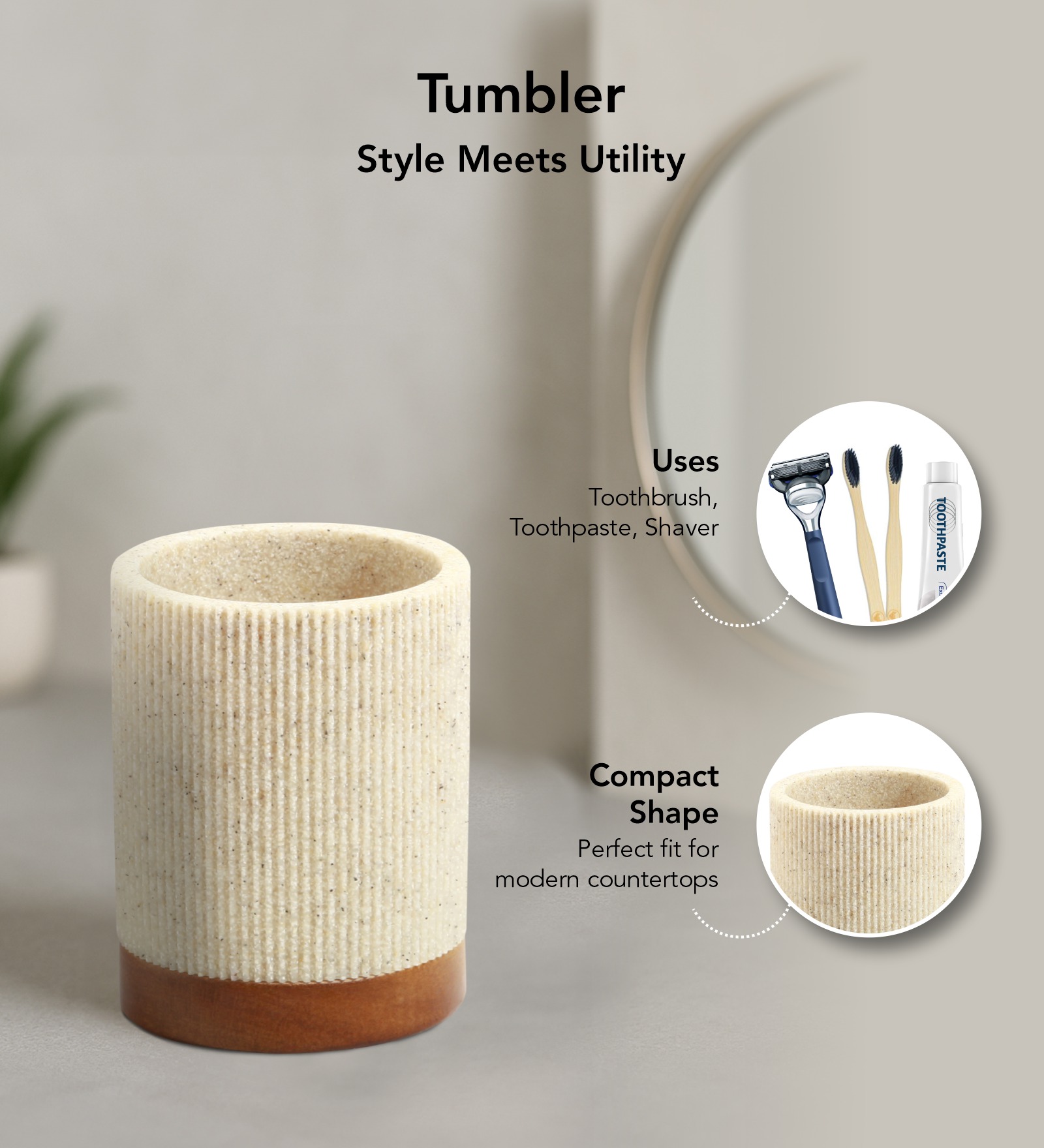 Myra 3 Pcs Polyresin Bath Set Beige & Brown