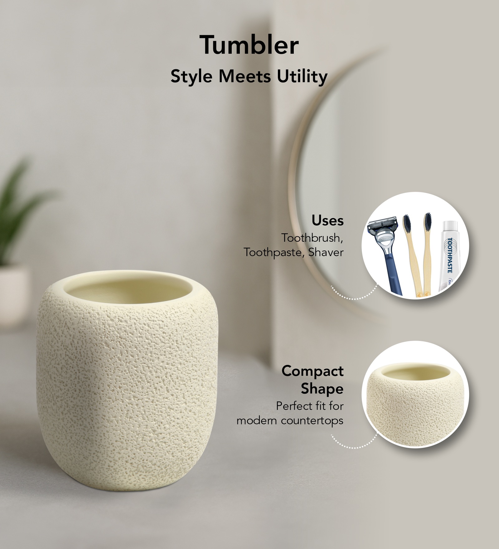 Myra 3 Pcs Polyresin Bath Set Cream