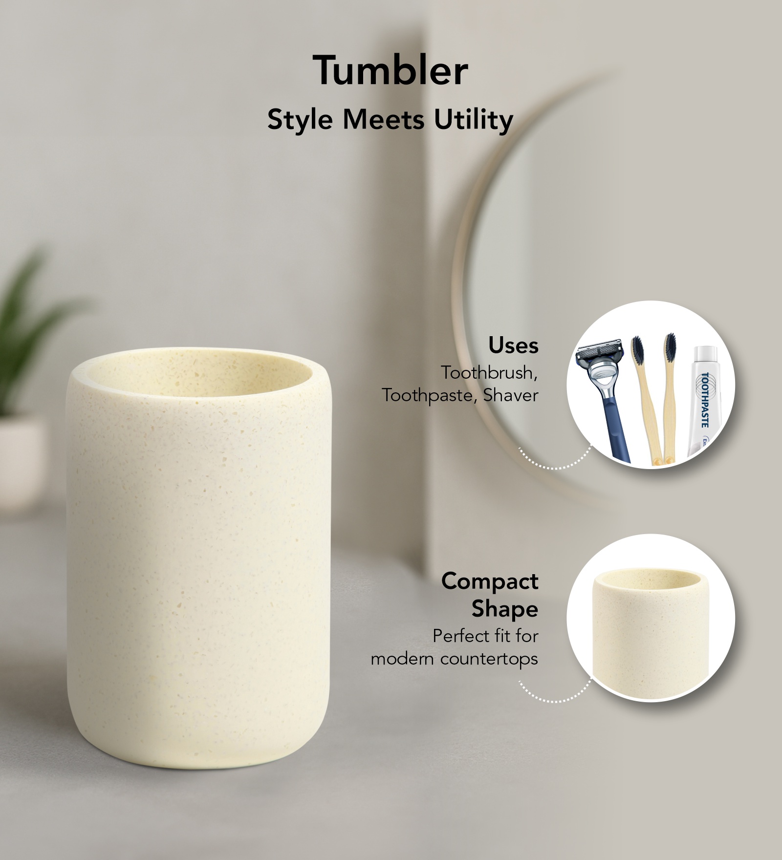Myra 3 Pcs Polyresin Bath Set Cream