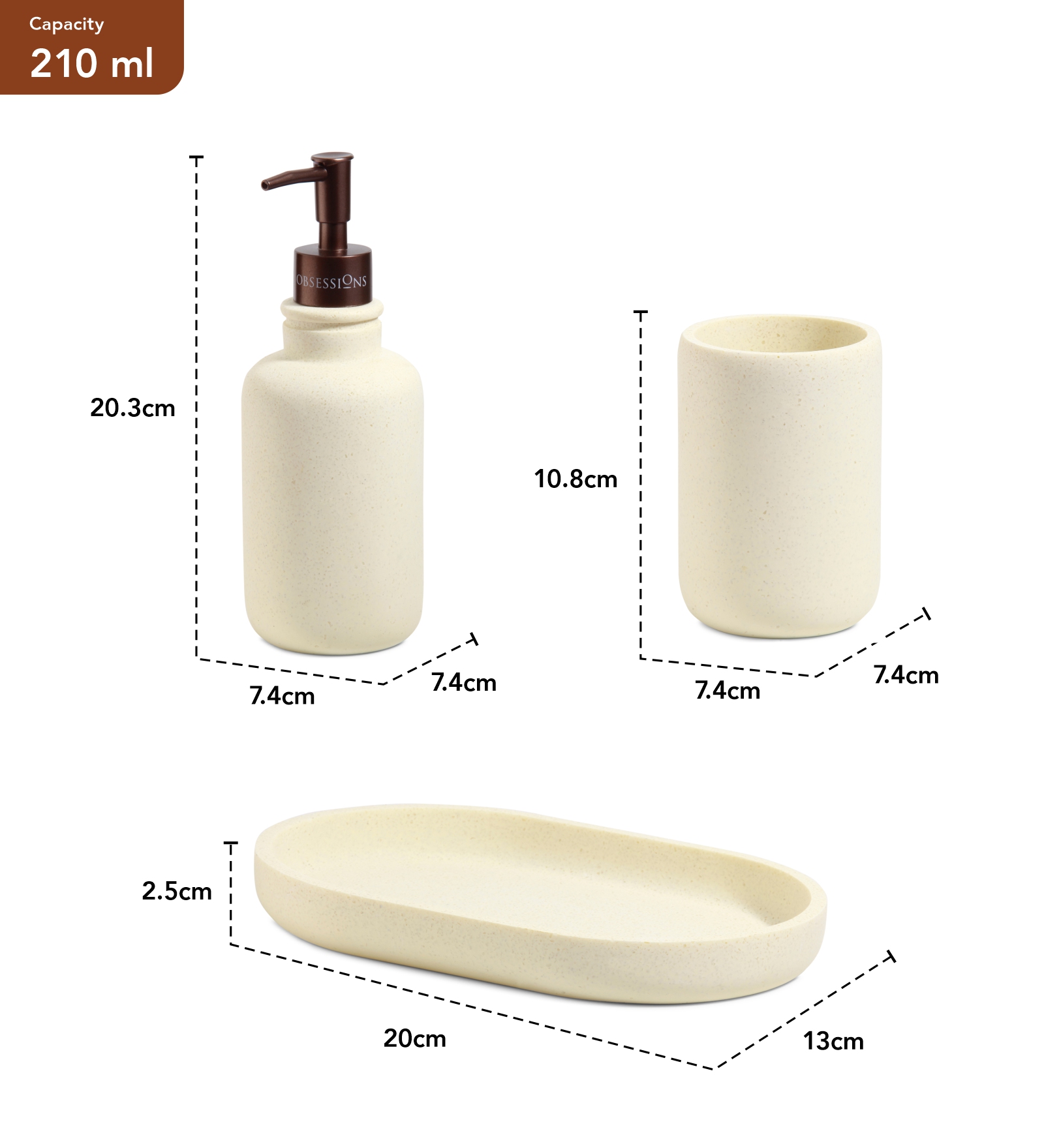 Myra 3 Pcs Polyresin Bath Set Cream