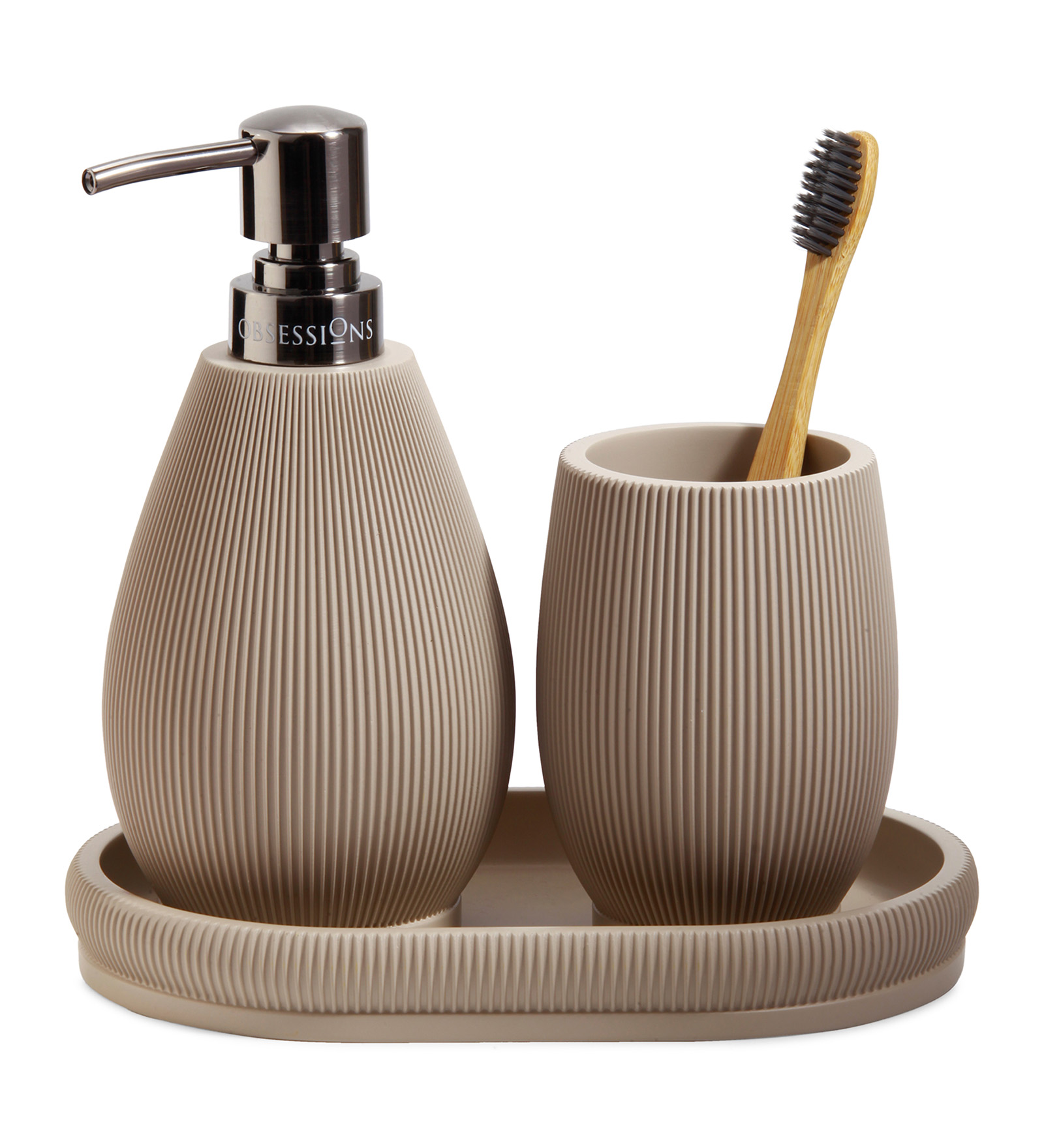 Myra 3 Pcs Polyresin Bath Set Taupe