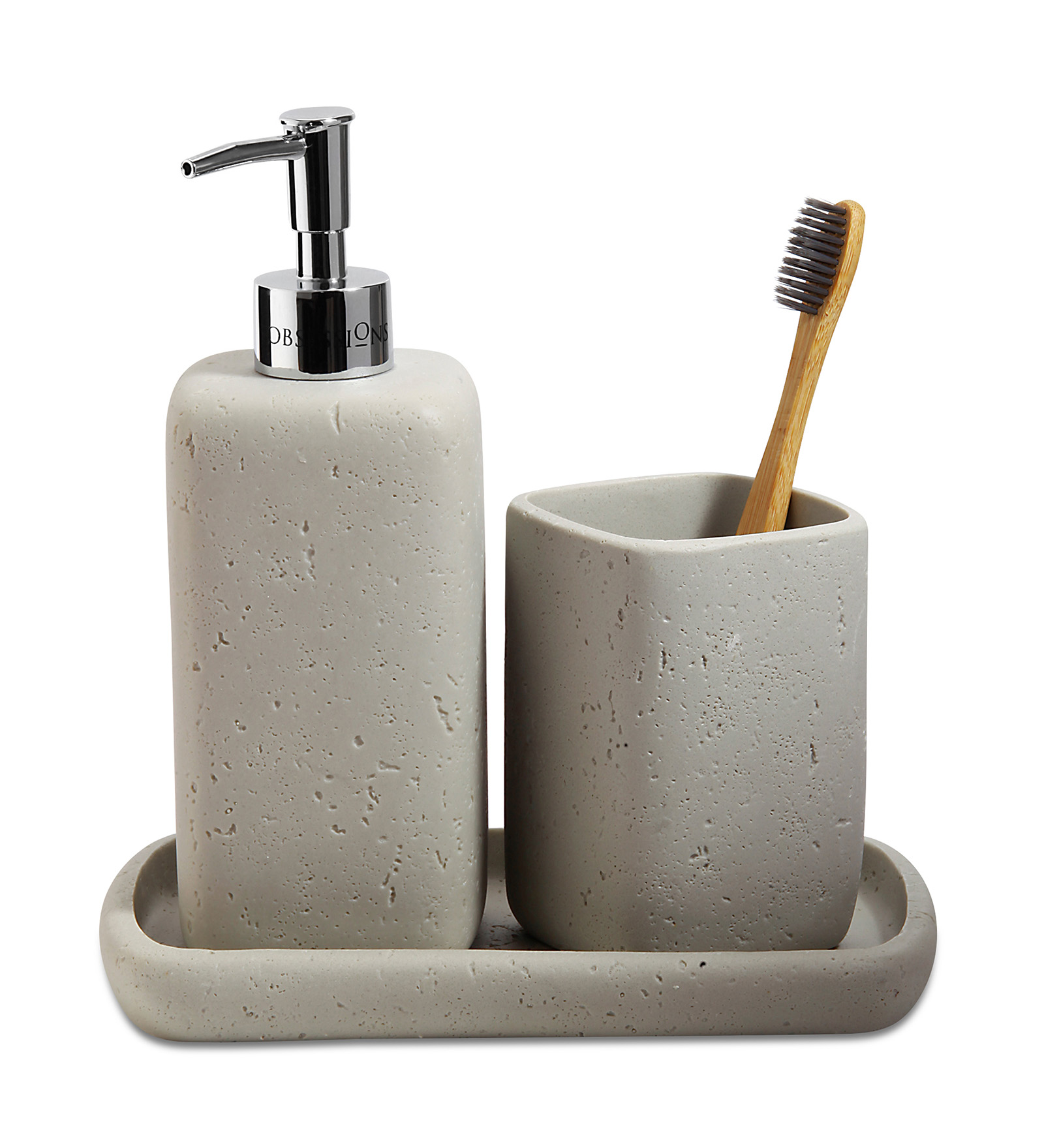 Myra 3 Pcs Polyresin Bath Set Stone