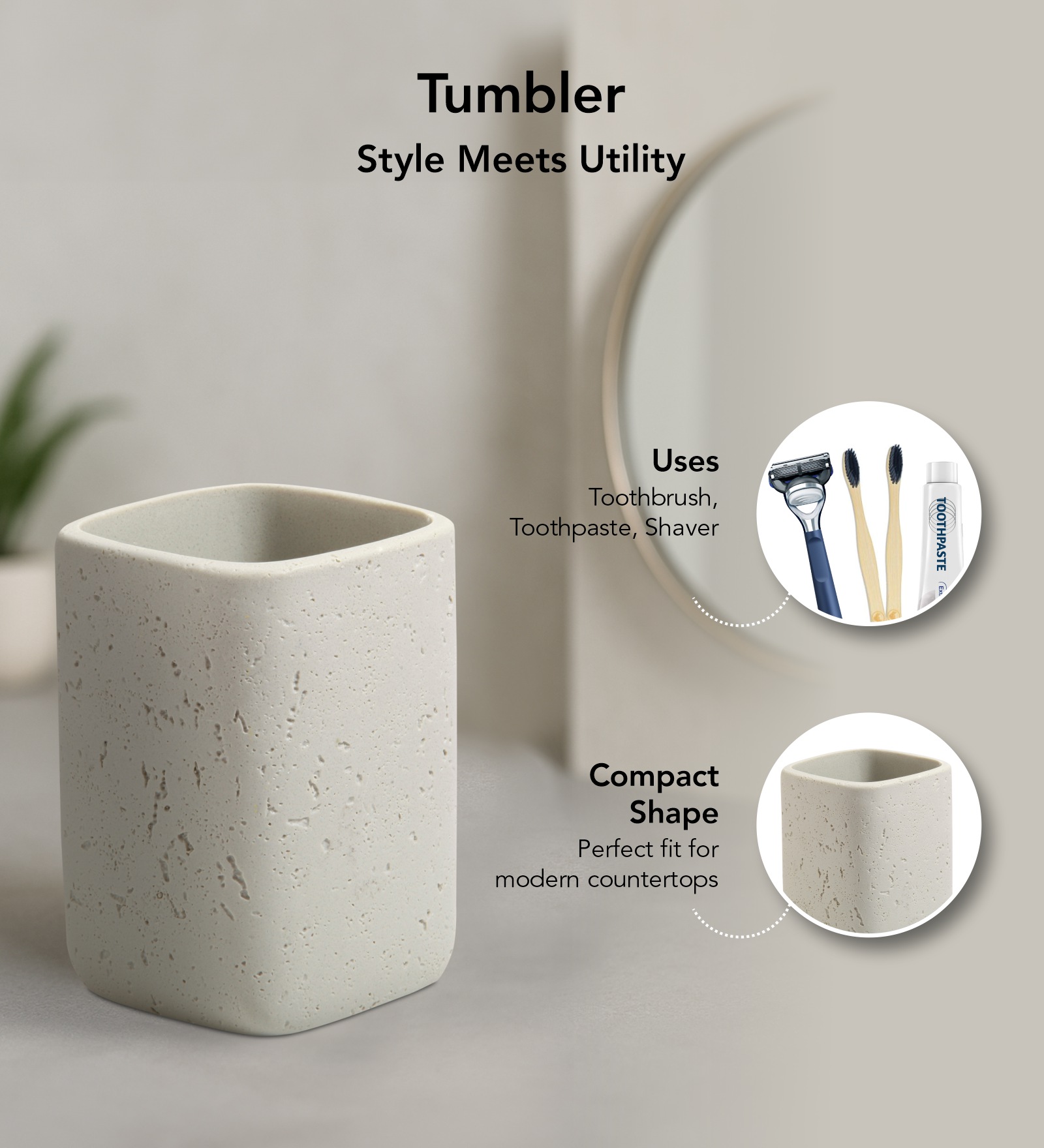 Myra 3 Pcs Polyresin Bath Set Stone