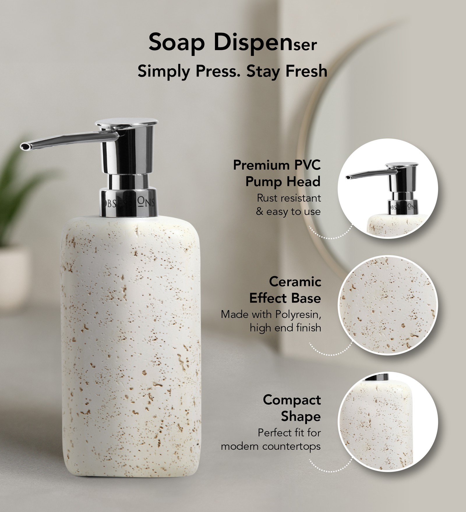 Myra 3 Pcs Polyresin Bath Set Off White