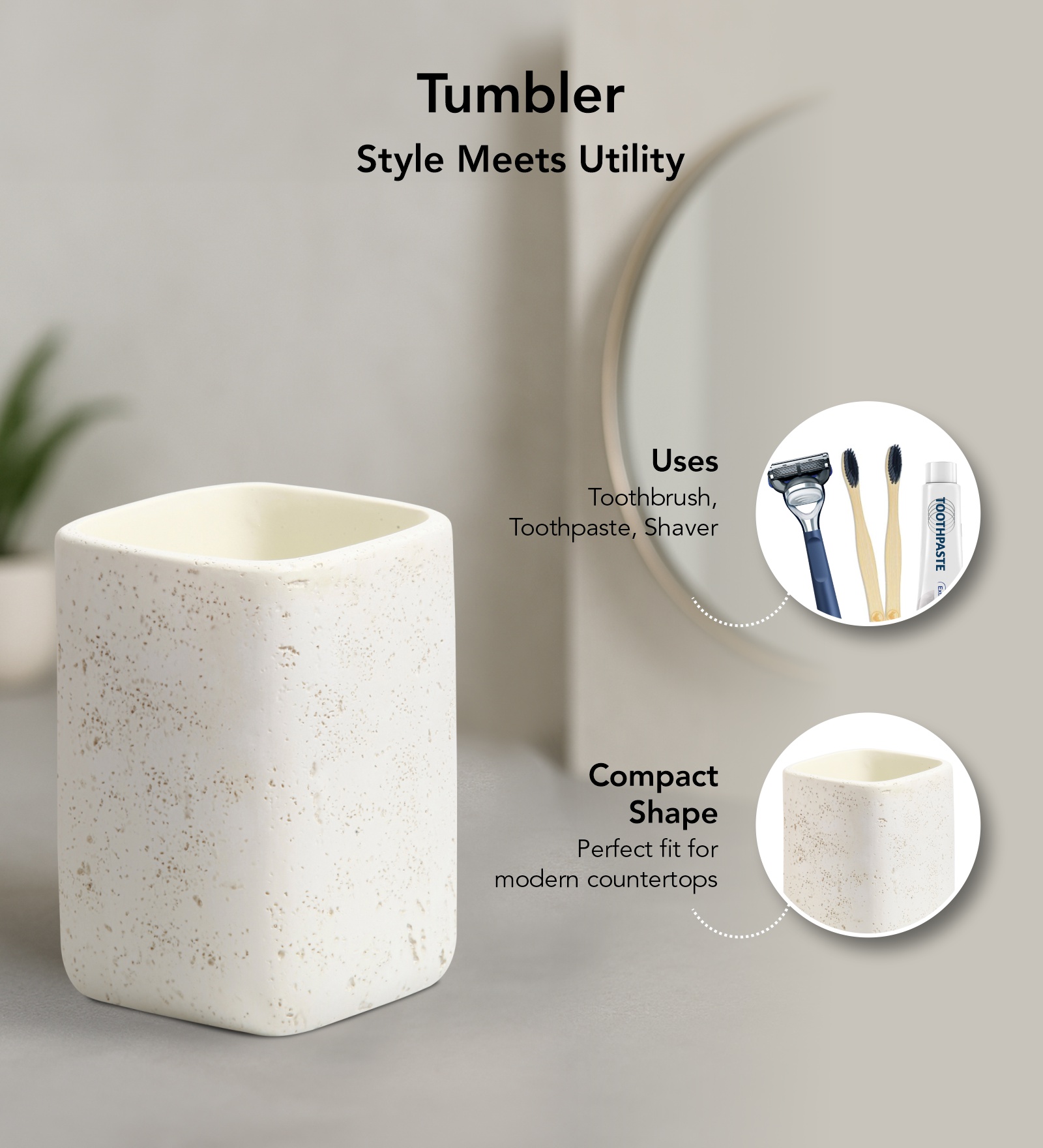 Myra 3 Pcs Polyresin Bath Set Off White