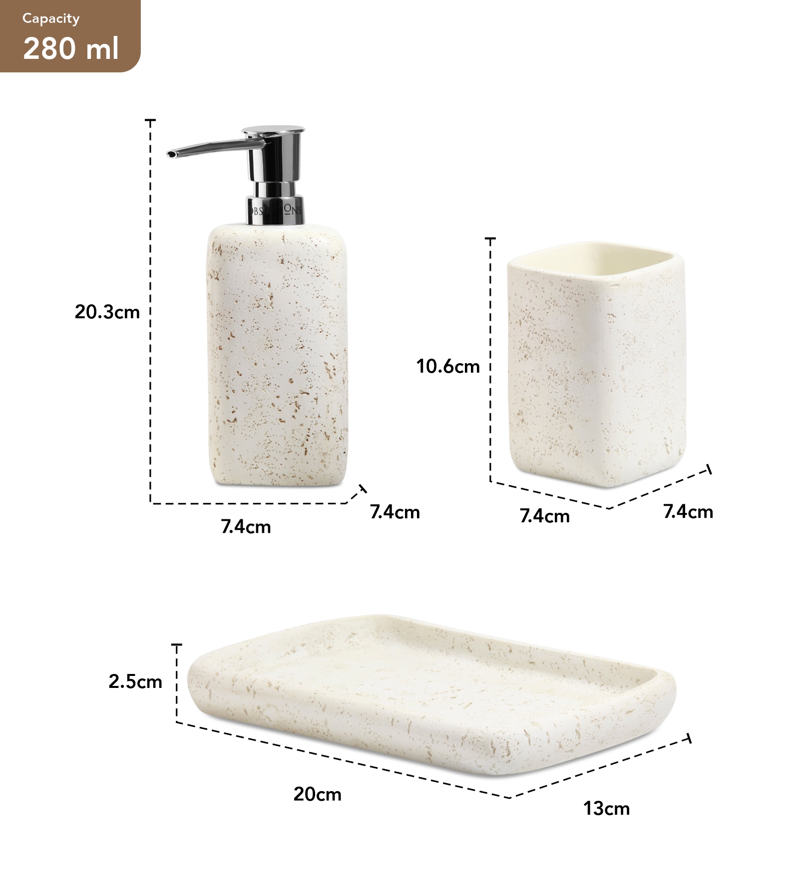 Myra 3 Pcs Polyresin Bath Set Off White