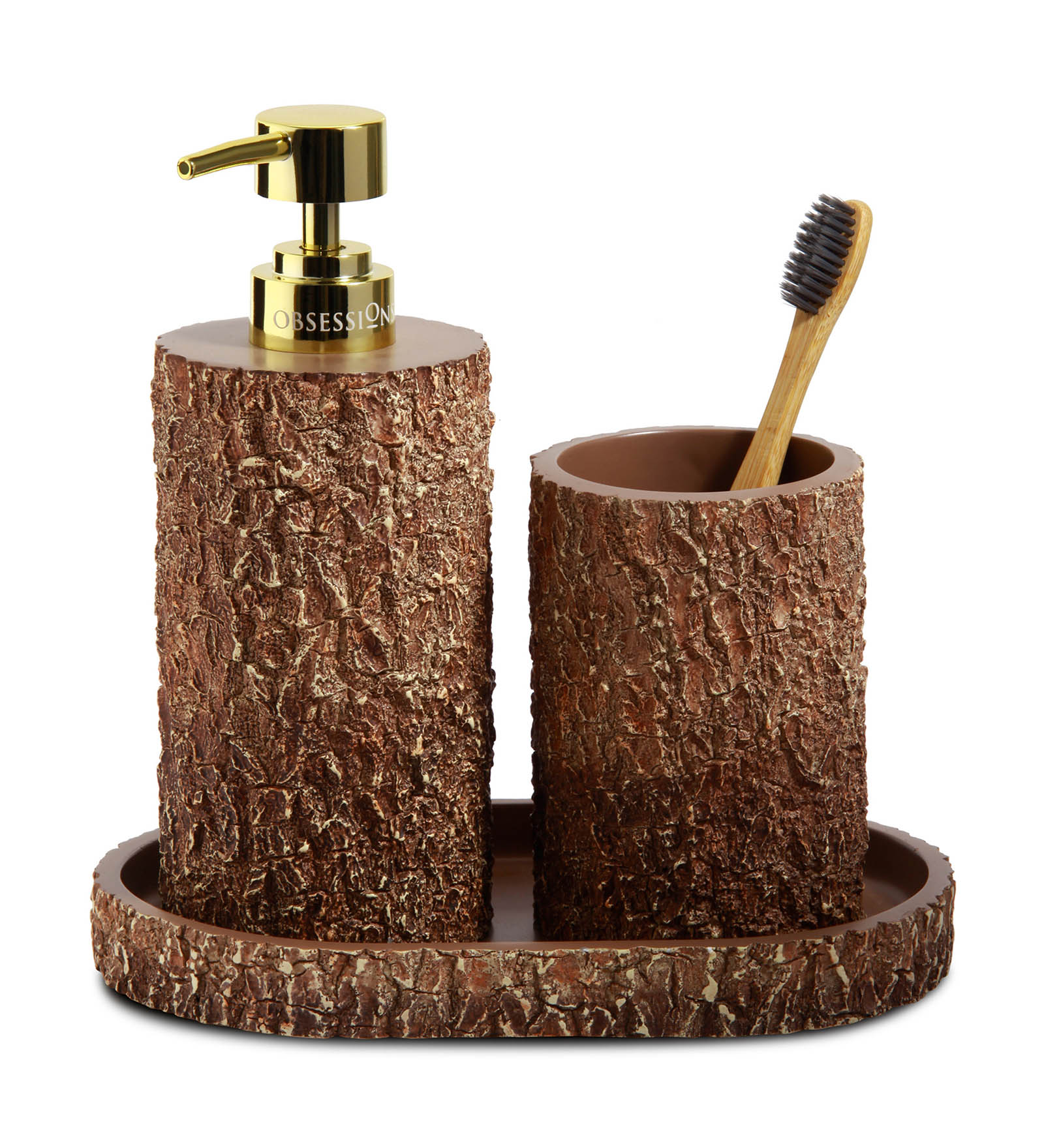 Myra 3 Pcs Polyresin Bath Set Brown