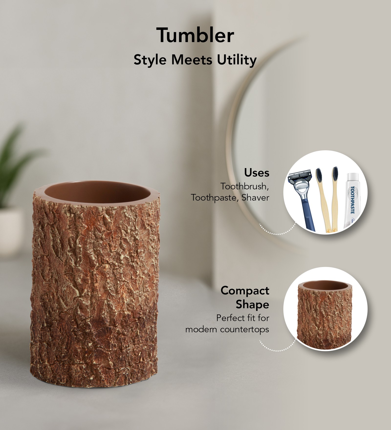 Myra 3 Pcs Polyresin Bath Set Brown