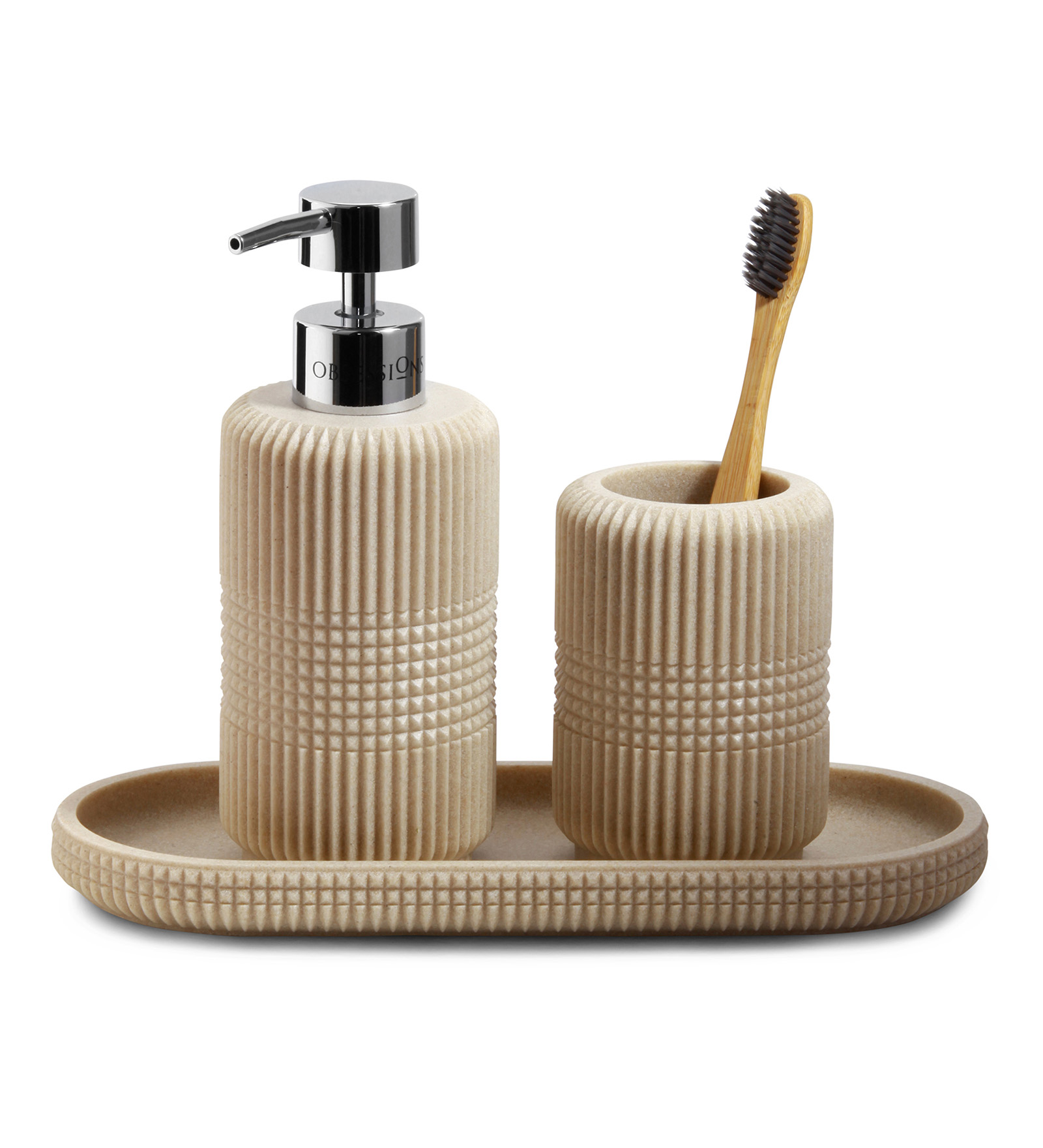 Myra 3 Pcs Polyresin Bath Set Dark Beige