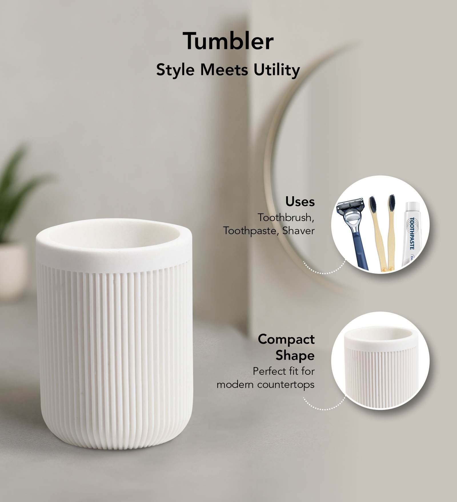 Myra 3 Pcs Polyresin Bath Set White