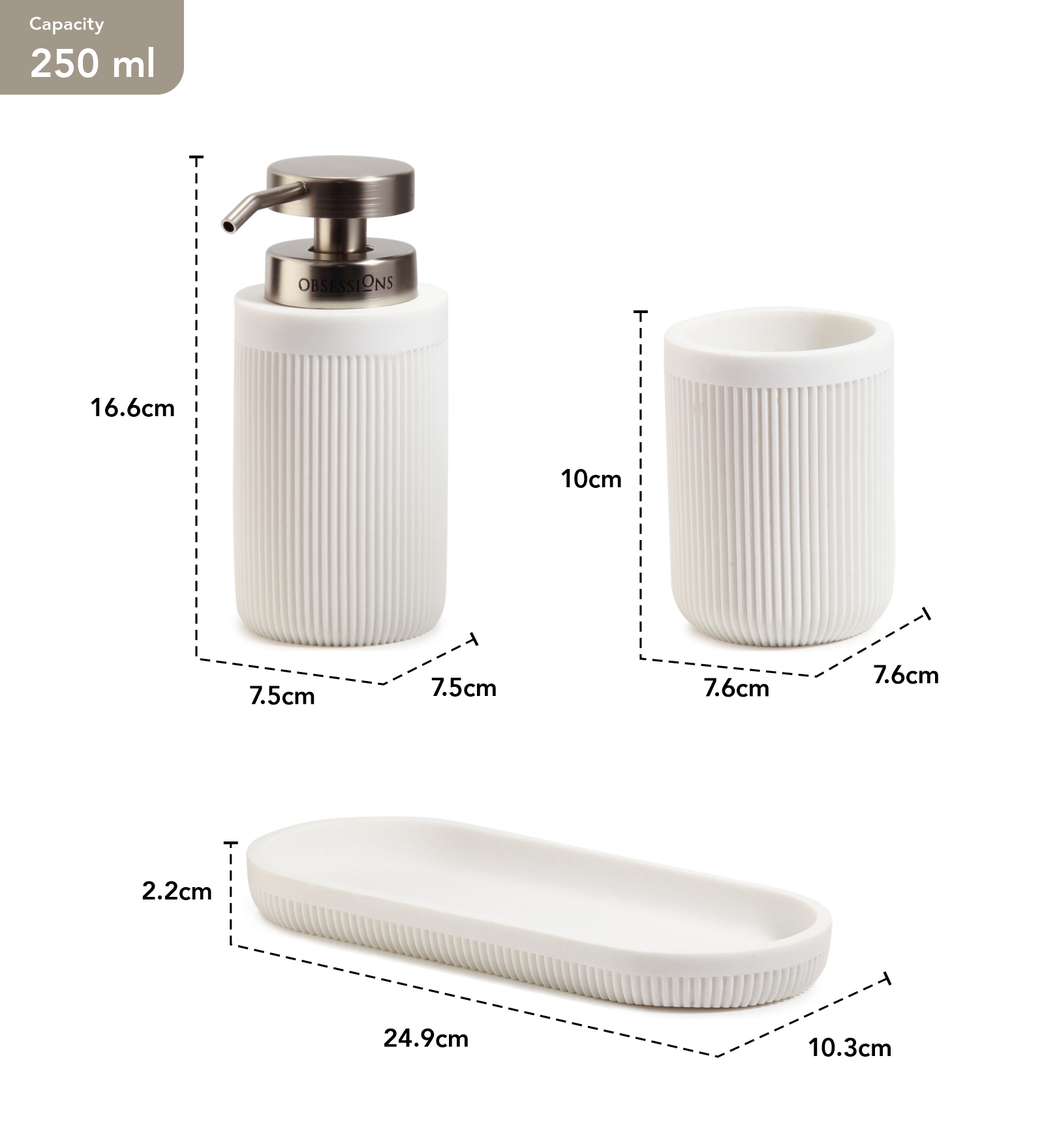 Myra 3 Pcs Polyresin Bath Set White