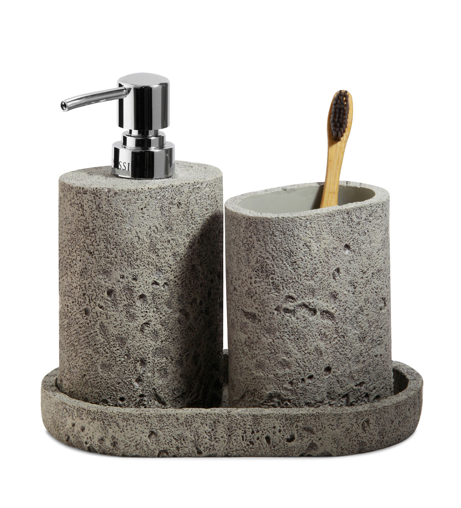 Myra 3 Pcs Polyresin Bath Set Grey