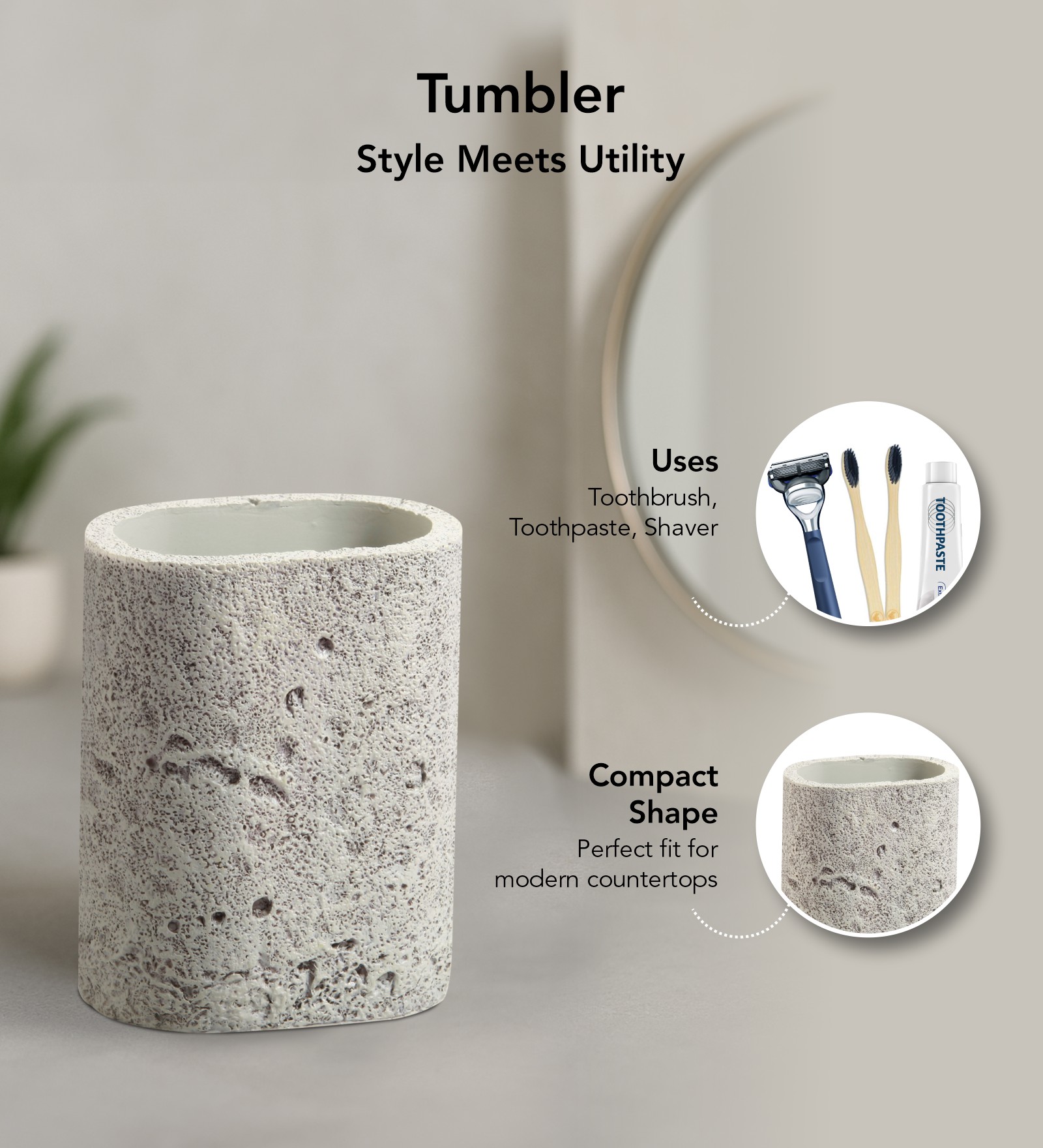 Myra 3 Pcs Polyresin Bath Set Grey