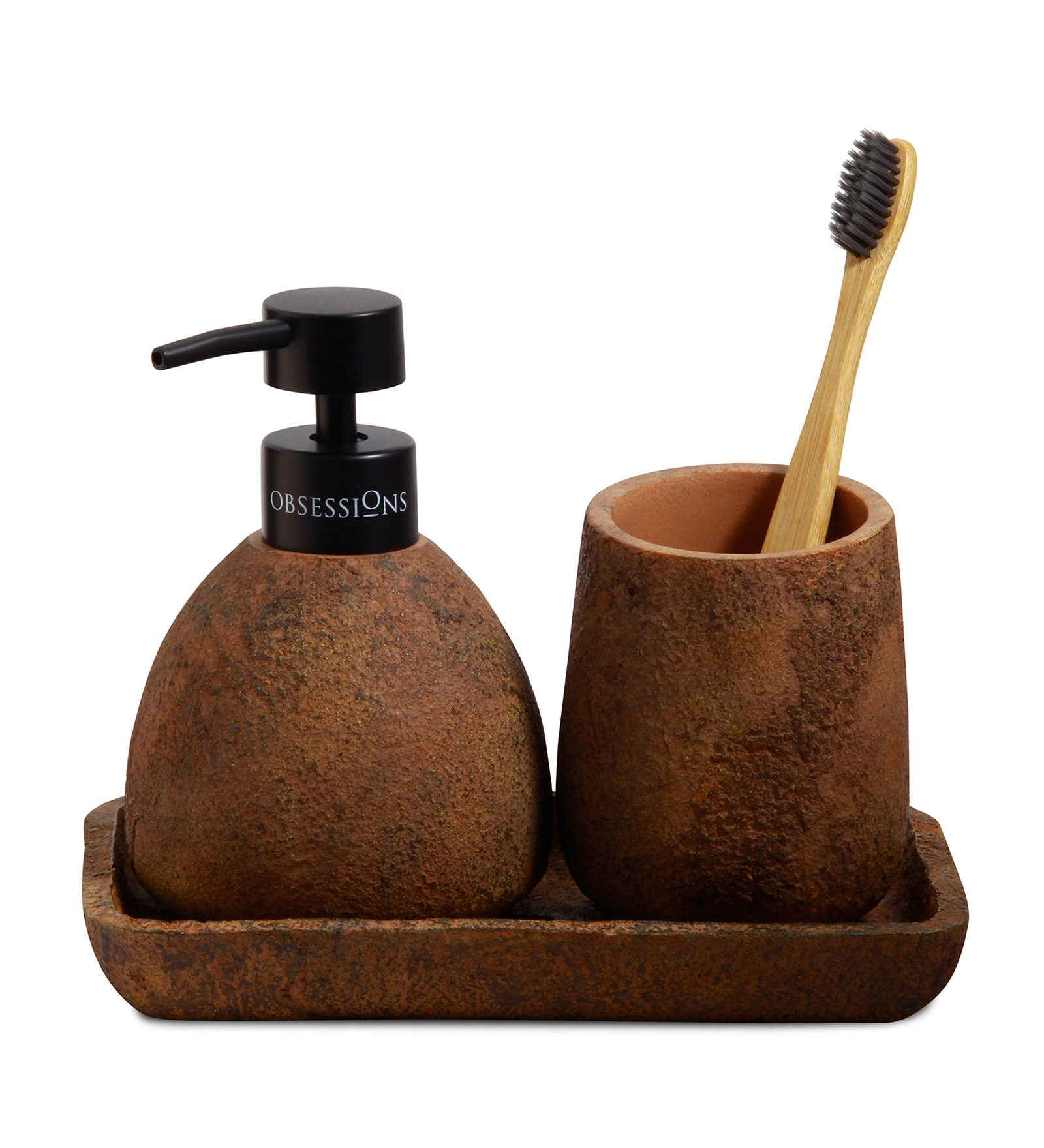 Myra 3 Pcs Polyresin Bath Set Chocolate