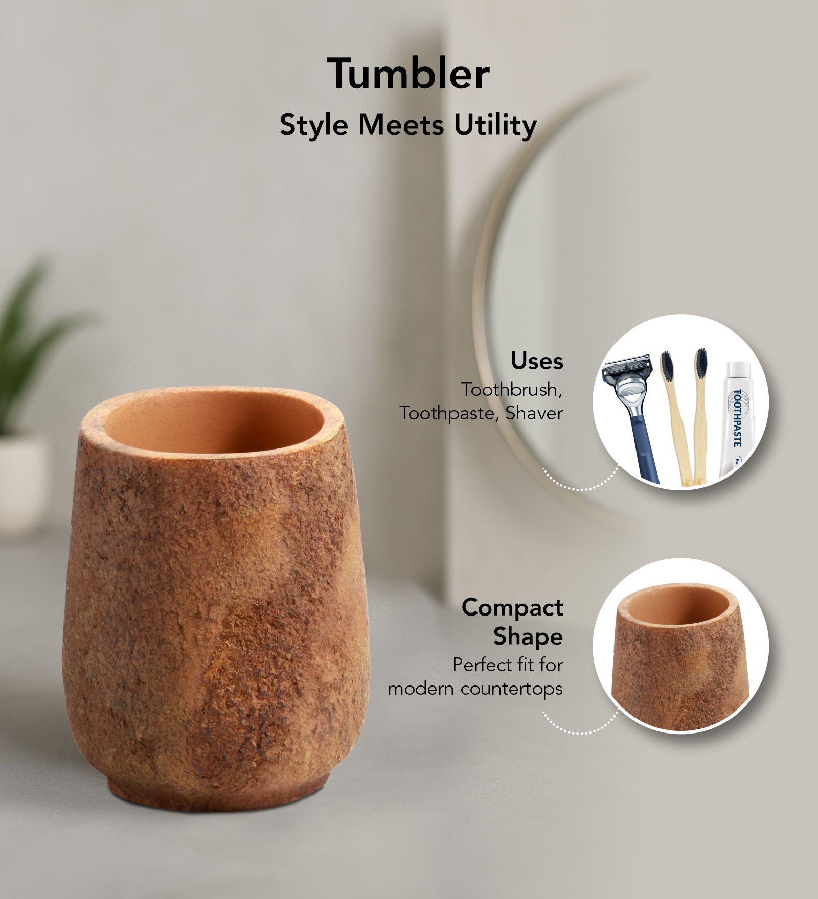 Myra 3 Pcs Polyresin Bath Set Chocolate