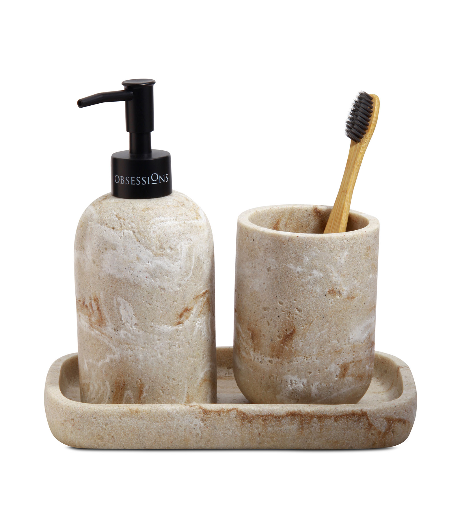 Myra 3 Pcs Polyresin Bath Set Beige