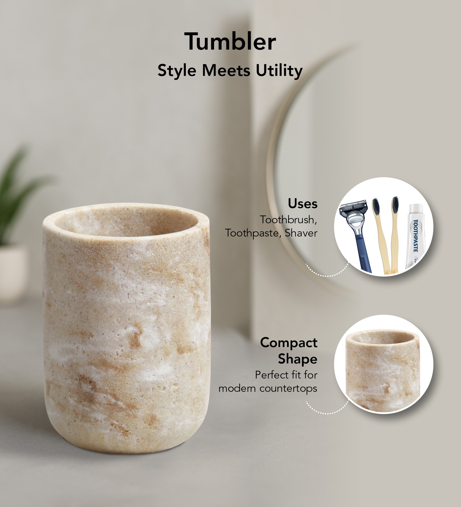 Myra 3 Pcs Polyresin Bath Set Beige