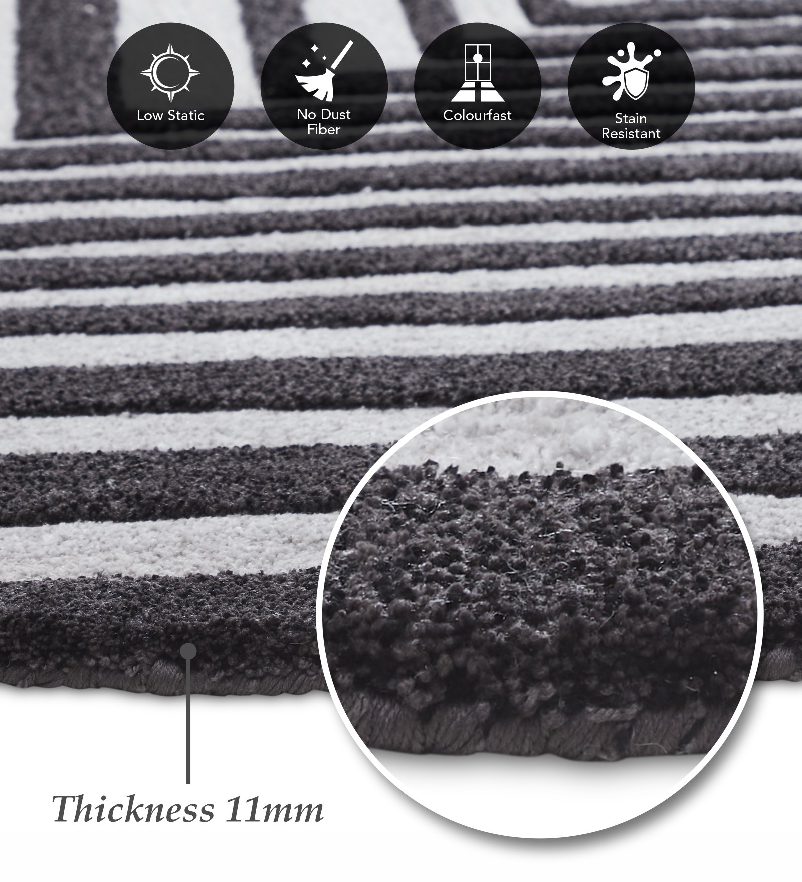 Shapescape Polyester Abstract Carpet Charcoal