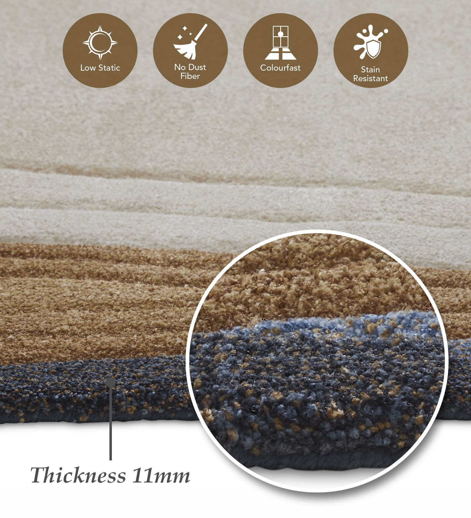 Shapescape Polyester Abstract Carpet Beige