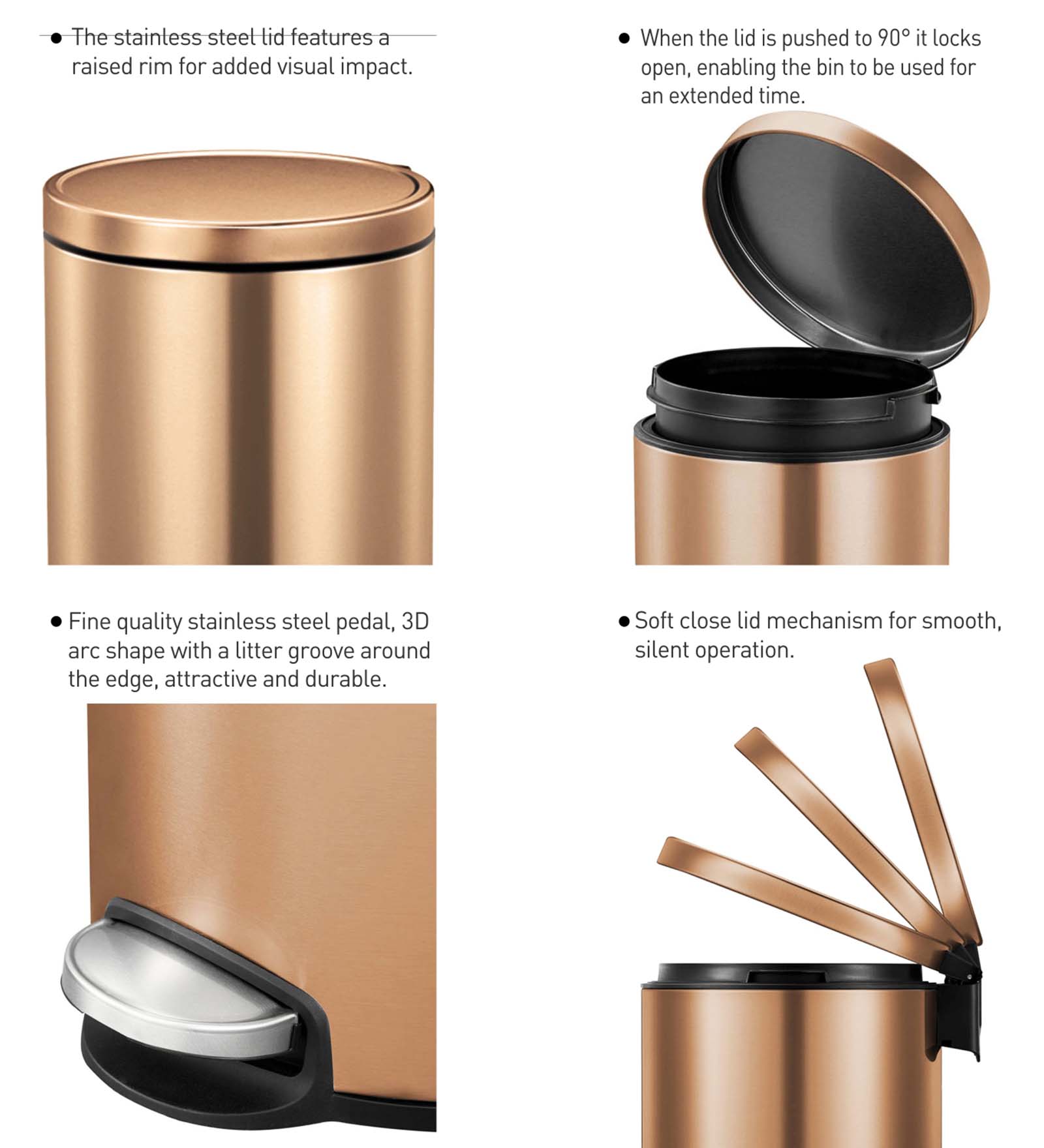 Eko 9115 Artistic Soft Close Fingerprint Resistant Step Bin Bronze Copper