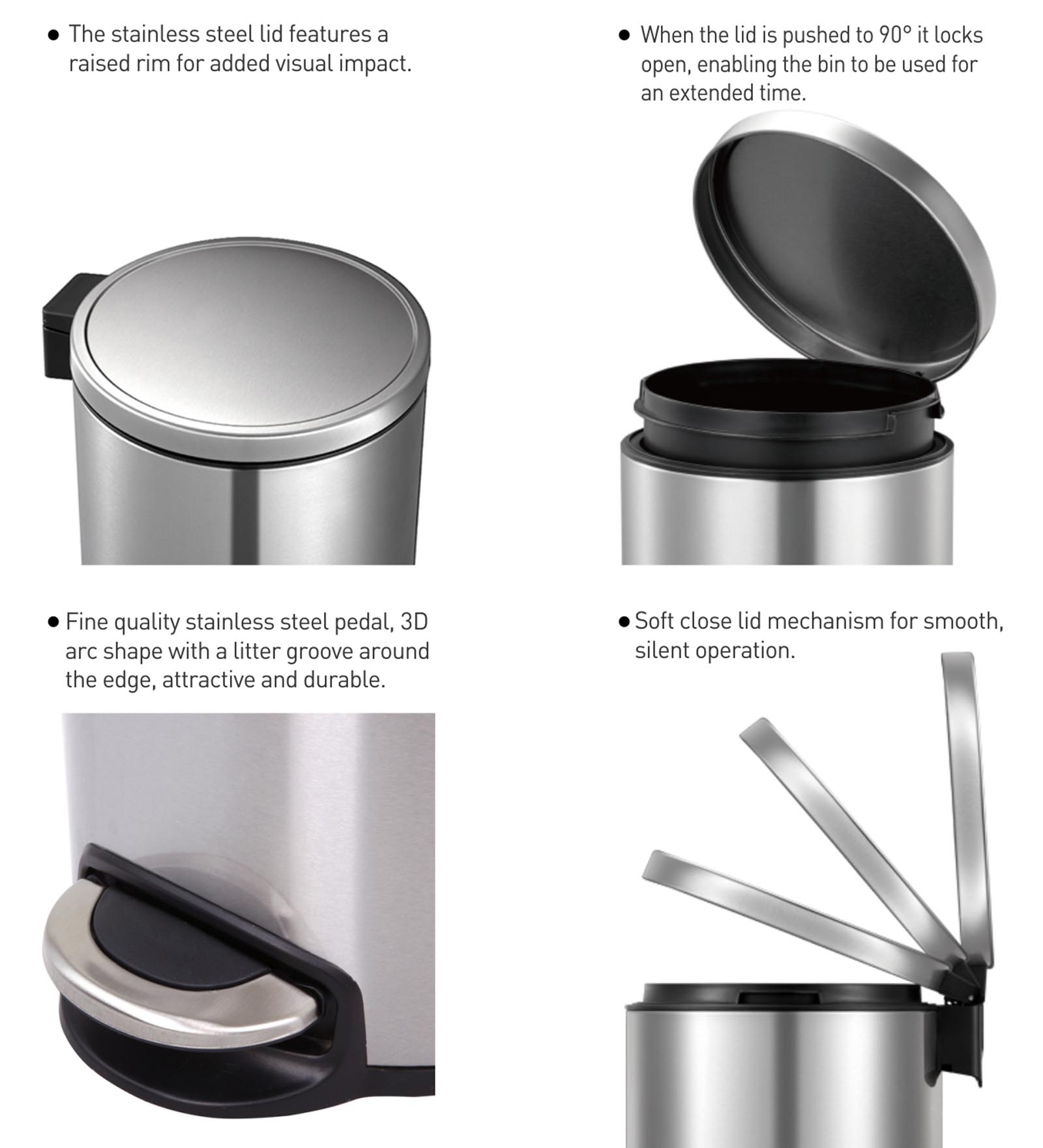 Eko 9115 Artistic Soft Close Fingerprint Resistant Step Bin Metallic