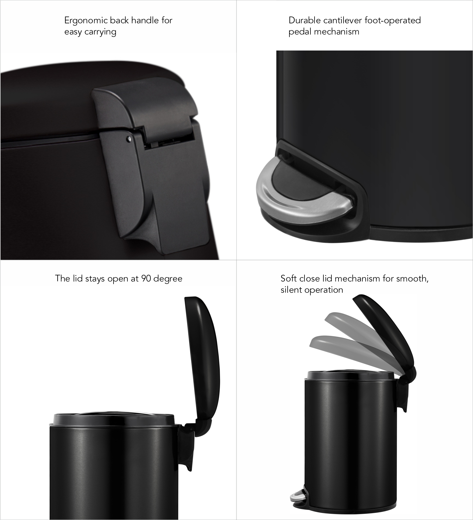 Eko 9213 Maggey Stainless Steel Fingerprint Resistant Step Bin Black