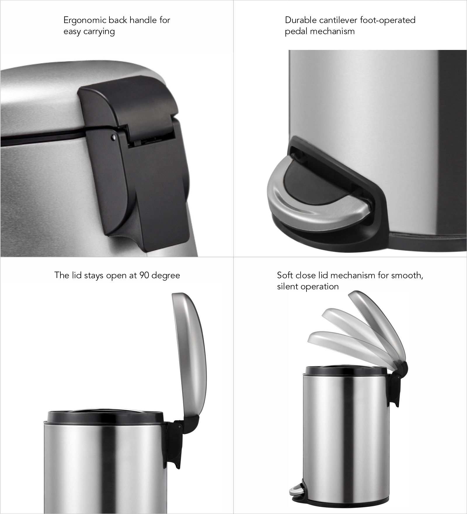 Eko 9213 Maggey Stainless Steel Fingerprint Resistant Step Bin Metallic