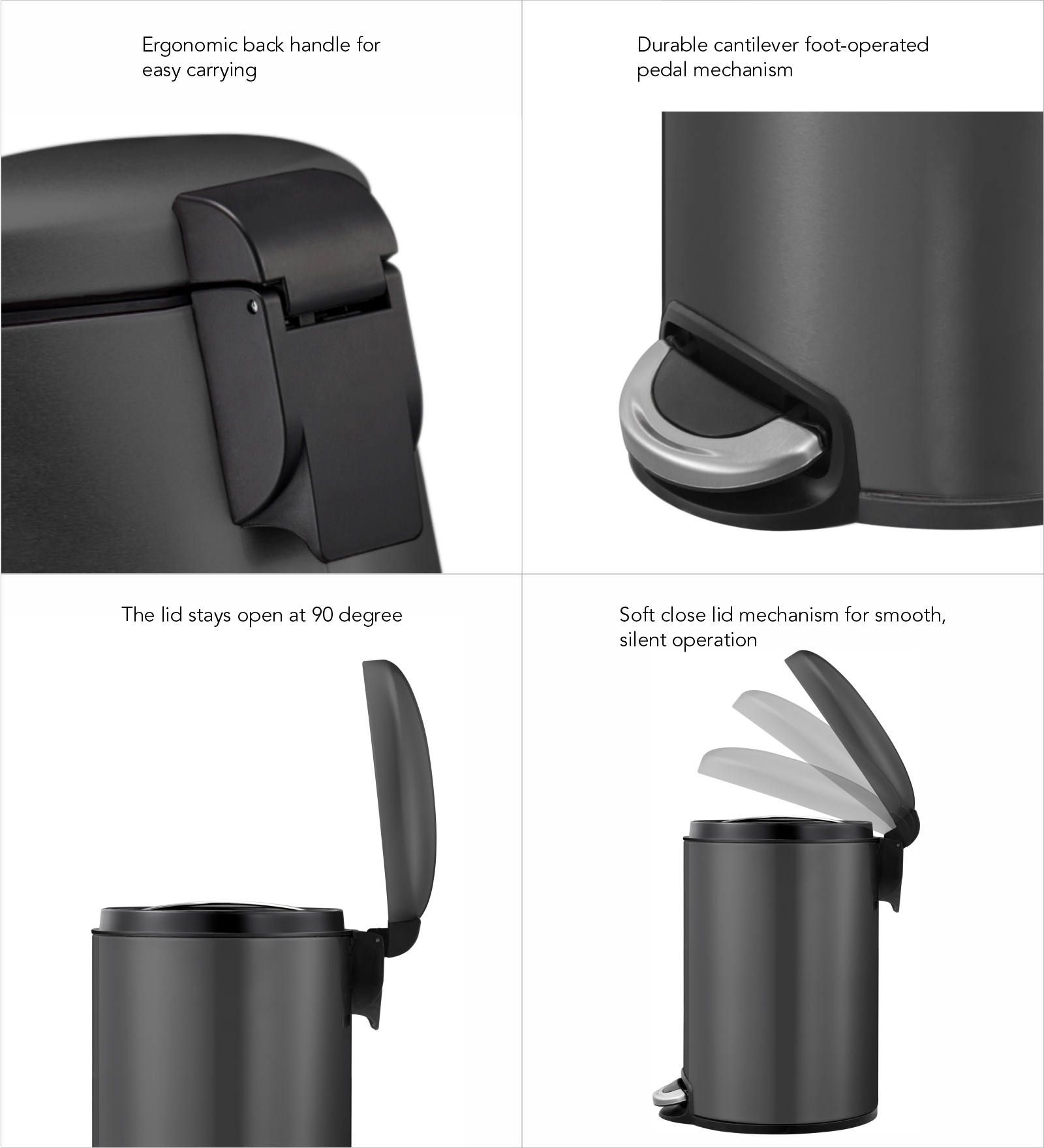 Eko 9213 Maggey Stainless Steel Fingerprint Resistant Step Bin Titanium Grey