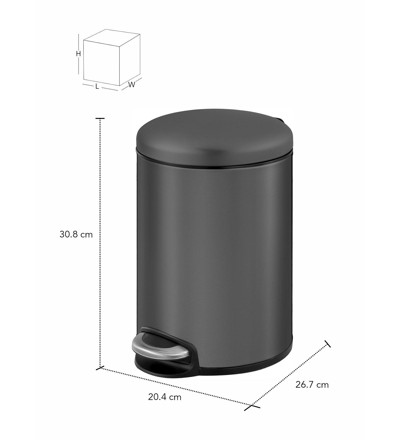 Eko 9213 Maggey Stainless Steel Fingerprint Resistant Step Bin Titanium Grey