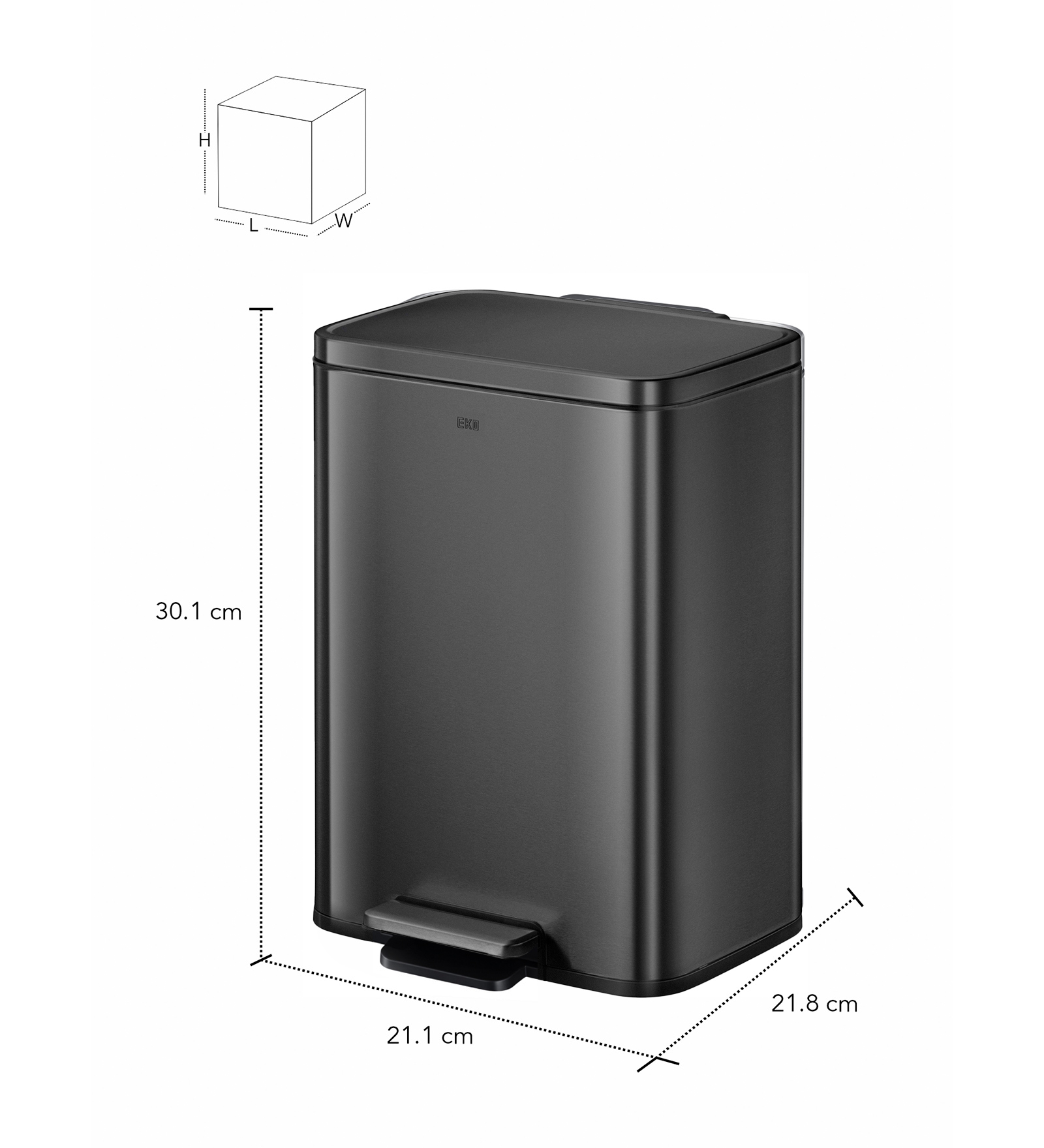 Eko 9361 Madison Stainless Steel Fingerprint Resistant Step Bin Black