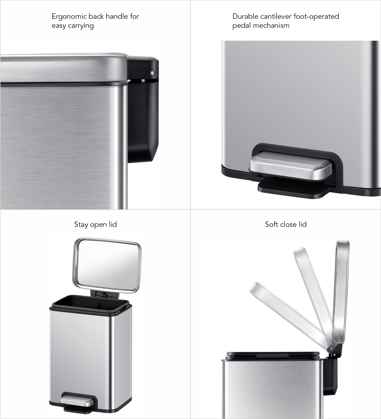 Eko 9361 Madison Stainless Steel Fingerprint Resistant Step Bin Metallic