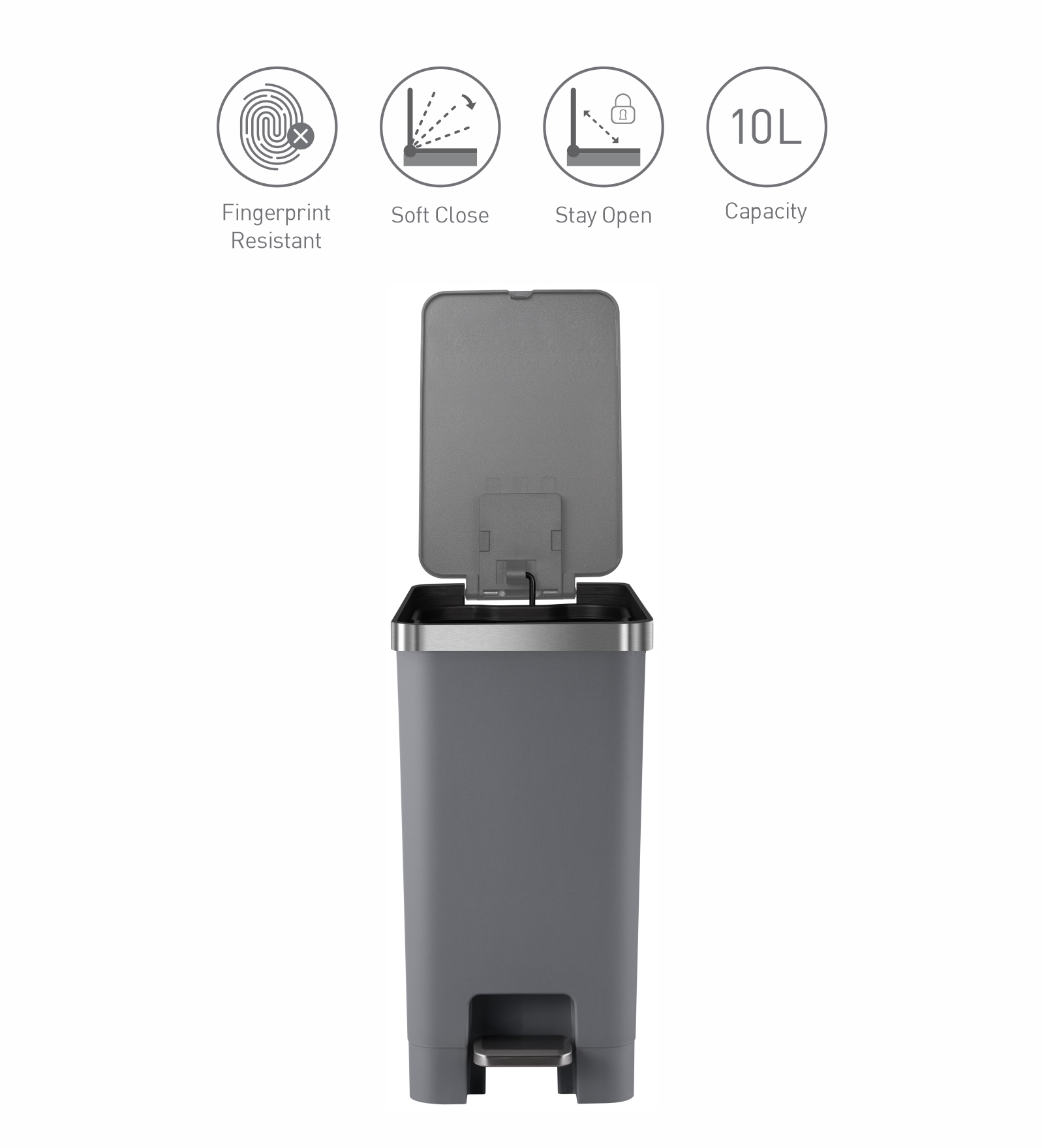 Eko 6377 Hana Fingerprint Resistant Plastic Bin Grey
