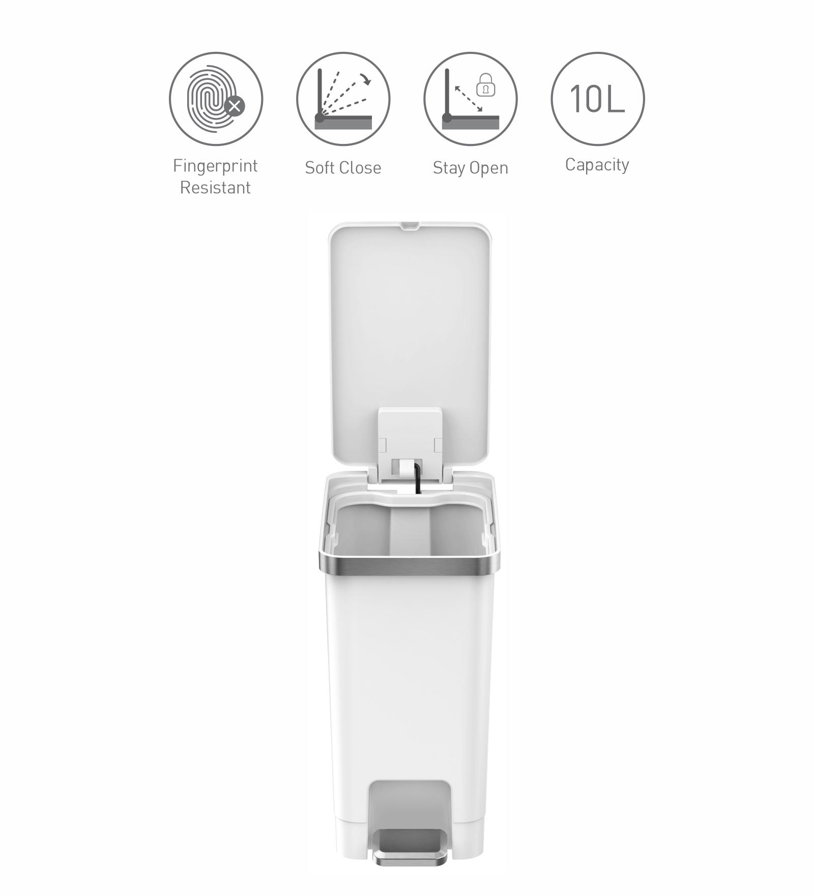 Eko 6377 Hana Fingerprint Resistant Plastic Bin White