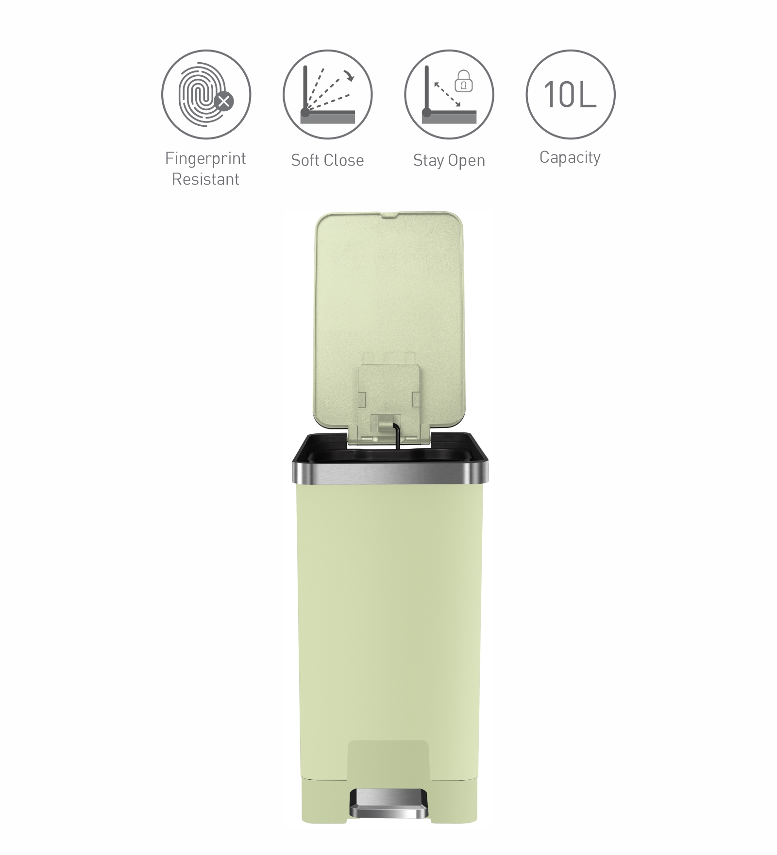 Eko 6377 Hana Fingerprint Resistant Plastic Bin Green