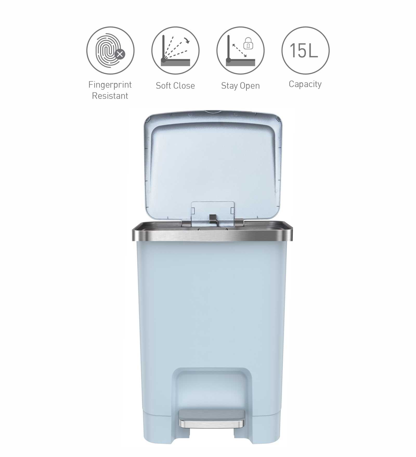 Eko 6388 Hana Fingerprint Resistant Plastic Bin Blue