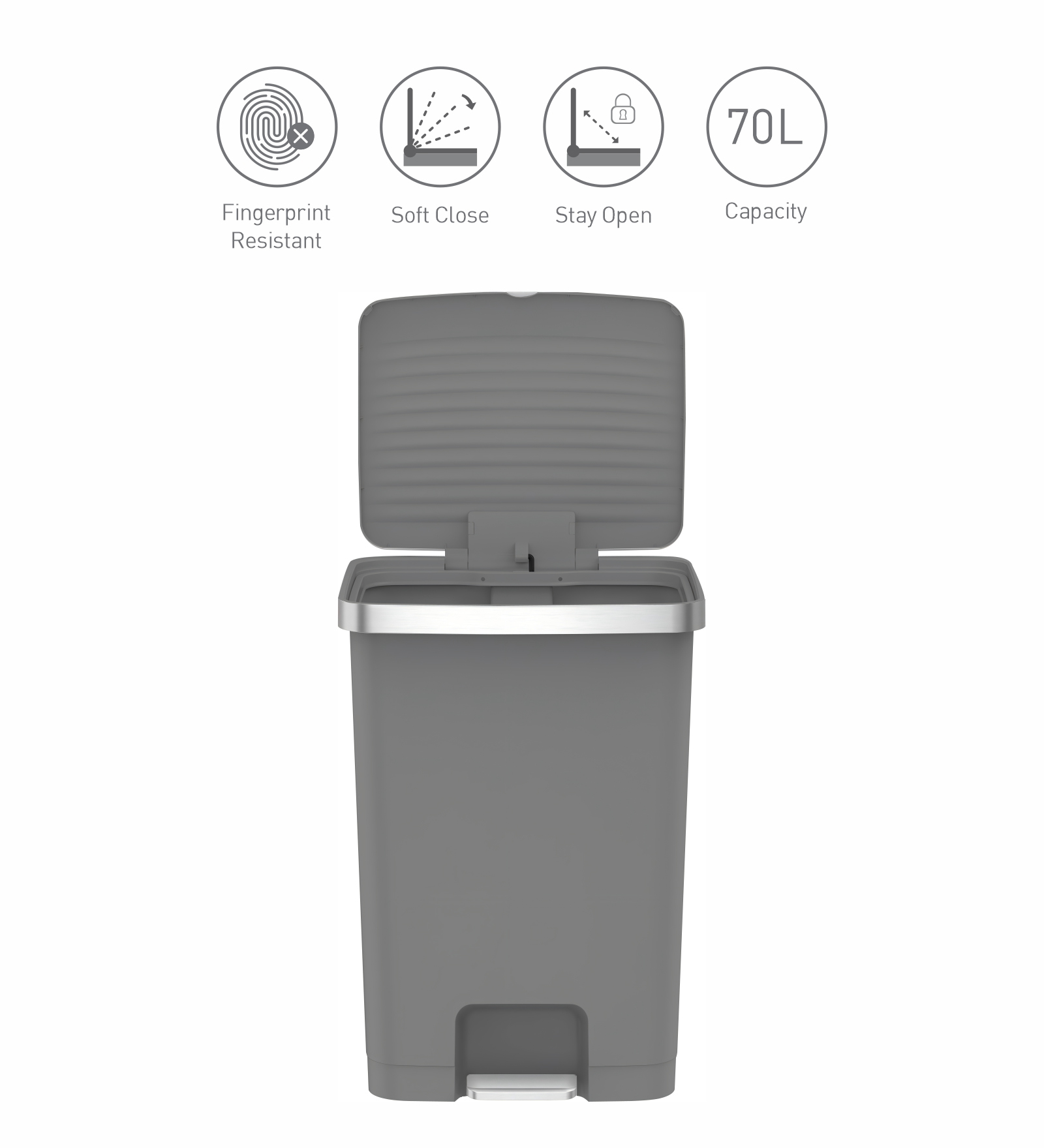 Eko 6388 Hana Fingerprint Resistant Plastic Bin Grey