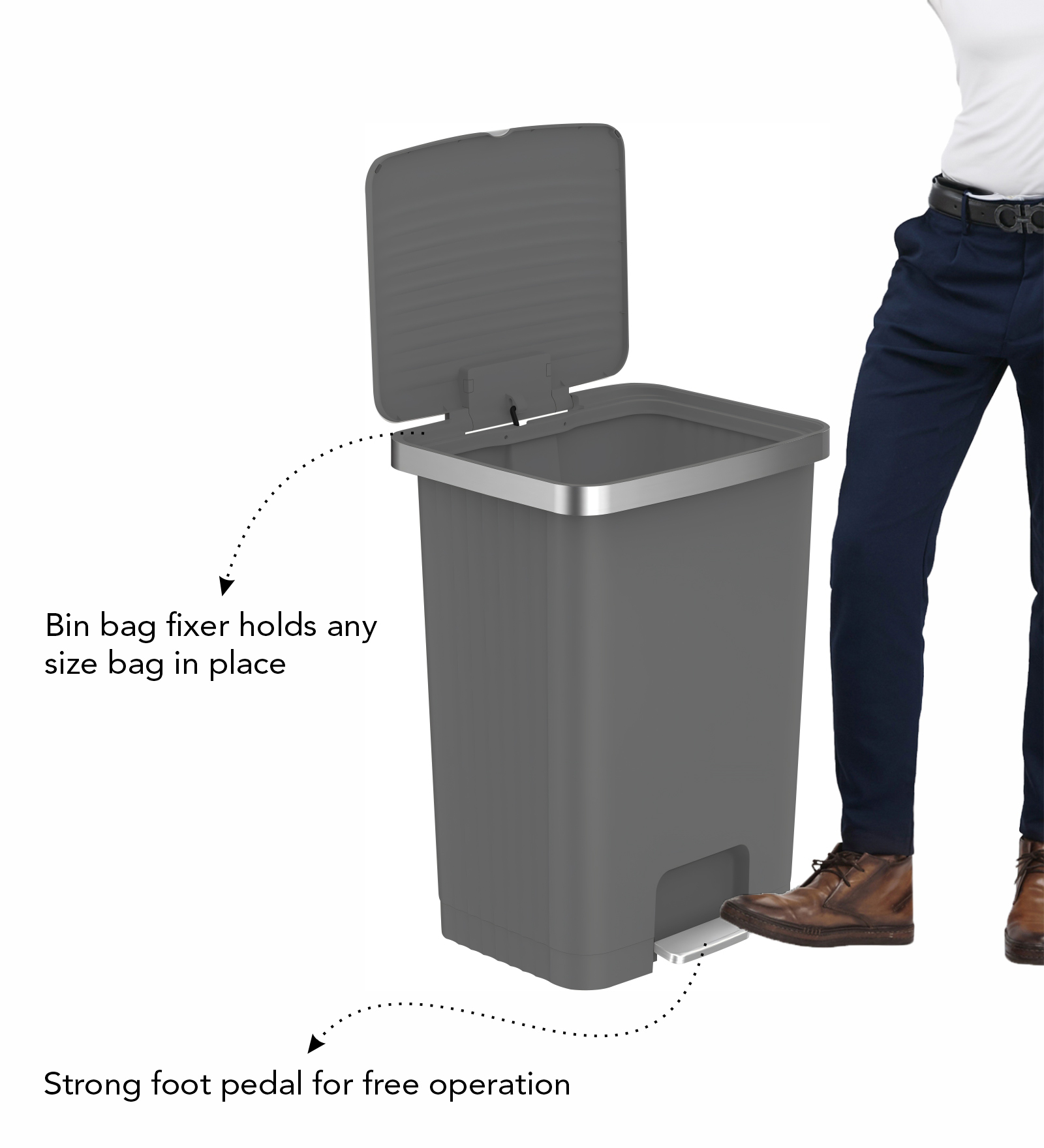 Eko 6388 Hana Fingerprint Resistant Plastic Bin Grey